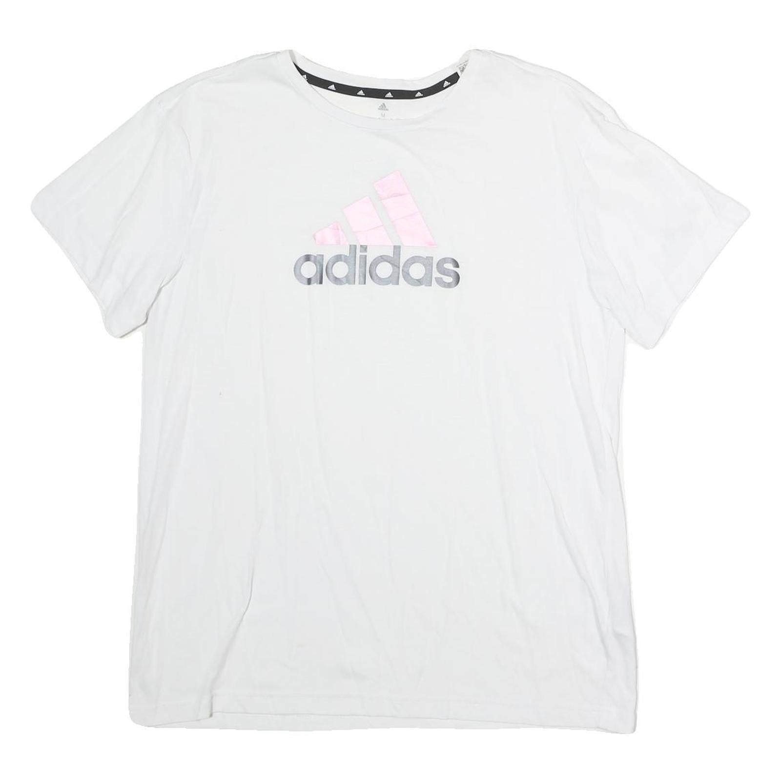 ADIDAS Womens White Crew Neck Graphic T-Shirt M Short Sleeve Cotton Casual Refurbished - N/A refurbished available on Cerqular