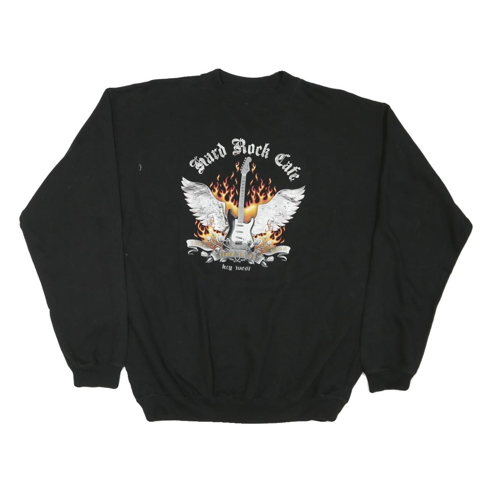 HARD ROCK CAFE Mens Black Key West Crew Neck M Cotton Blend Sweatshirt Pullover Refurbished - N/A refurbished available on Cerqular