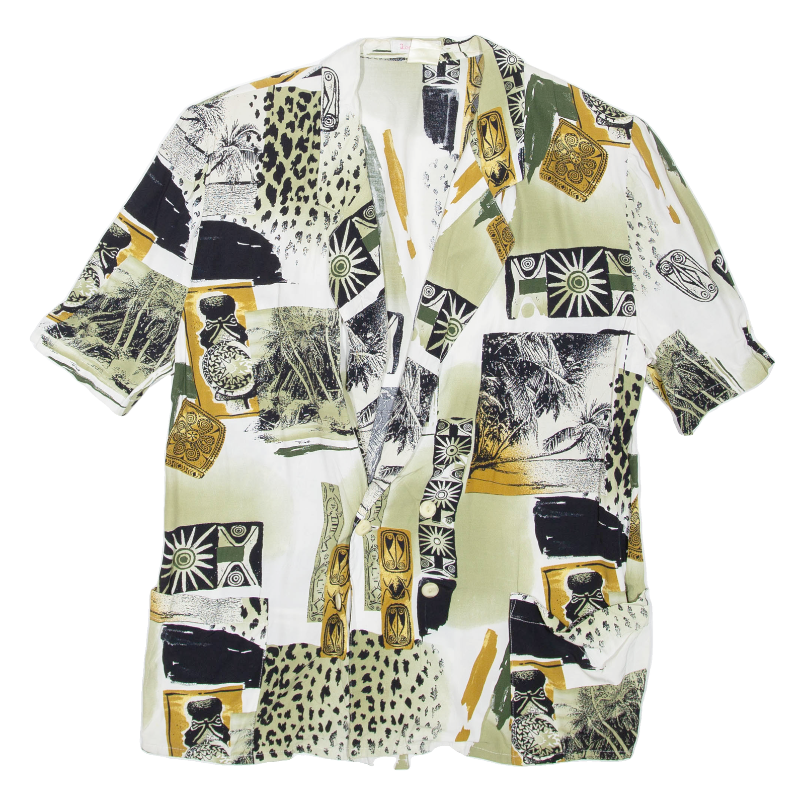 Blazer Womens Printed Shirt Green V-Neck Viscose Crazy Pattern S Refurbished - N/A refurbished available on Cerqular