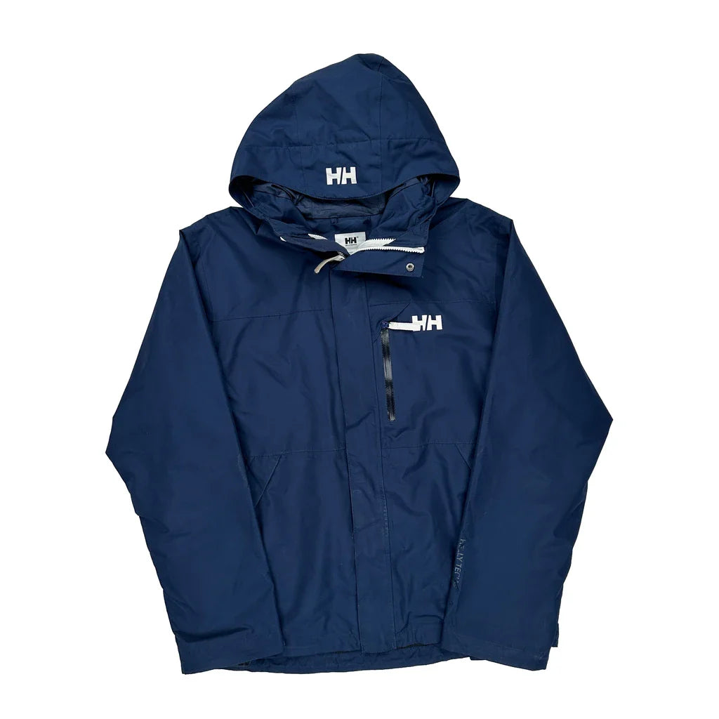 Helly Hansen Jacket - Medium Navy Polyester Refurbished - Thrifted (note: this is a term often used to describe second- refurbished available on Cerqular