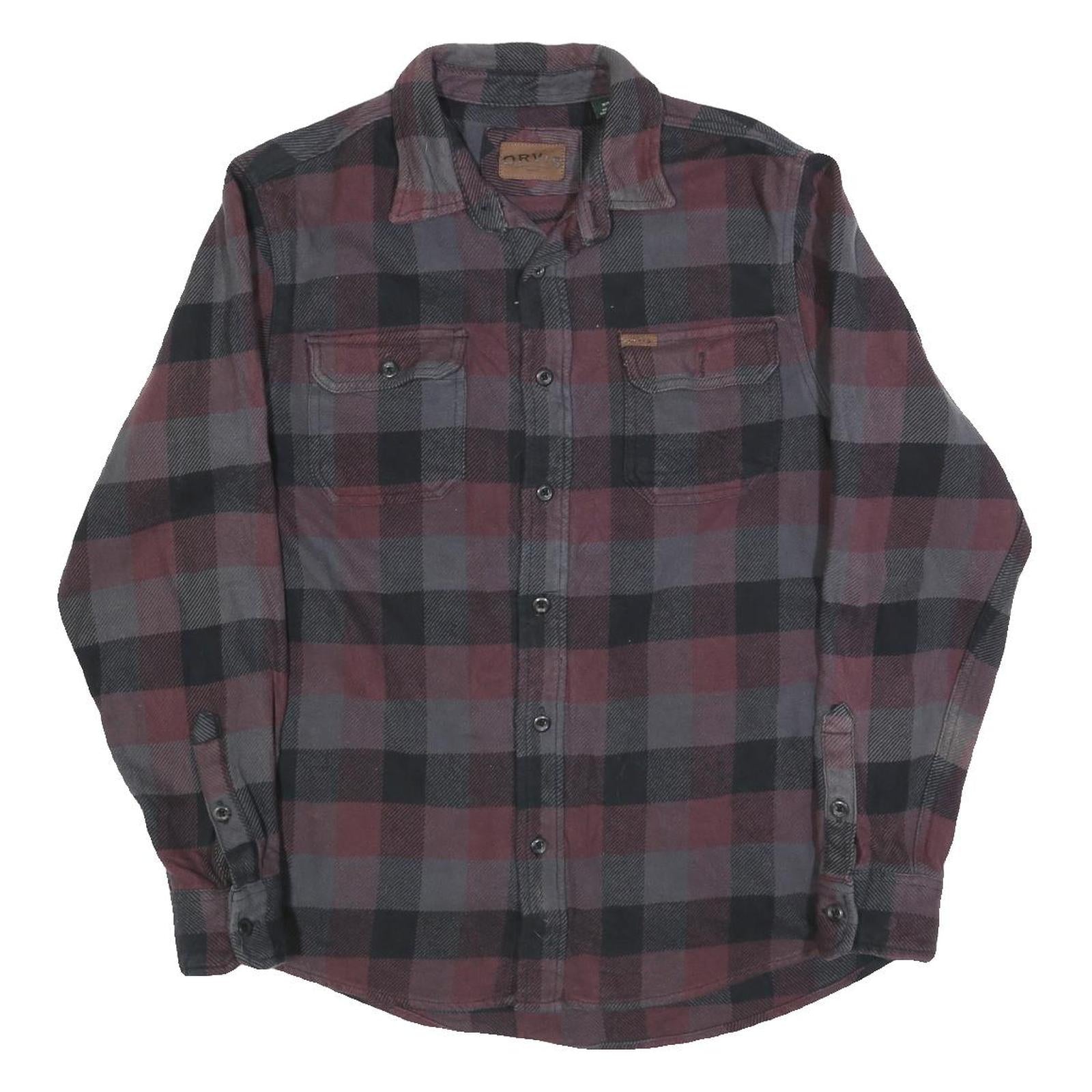 ORVIS Mens Red & Grey Check Shirt M Long Sleeve Cotton Casual Button Pocket Refurbished - N/A refurbished available on Cerqular