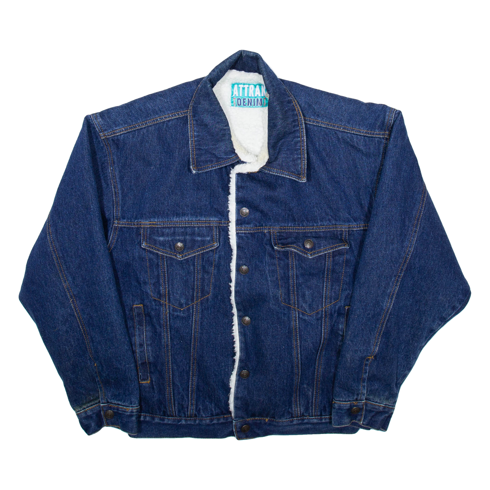 ATTRAK DENIM Mens Sherpa Lined Denim Jacket Blue M Refurbished - N/A refurbished available on Cerqular