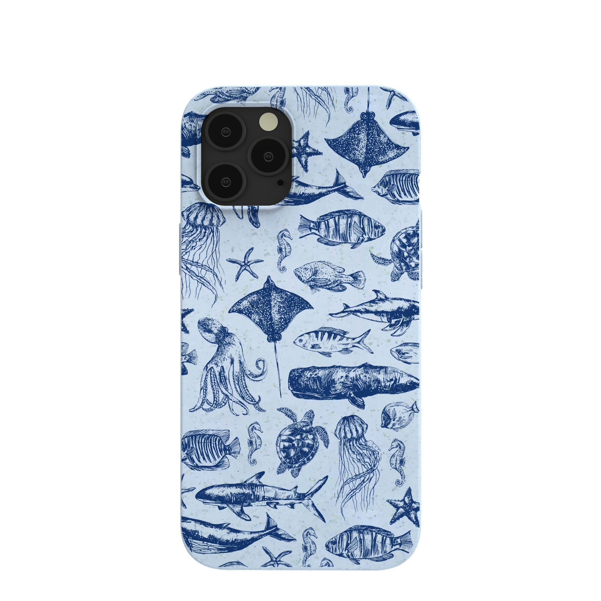 Powder Blue Marine Life iPhone 12 Pro Max Case Refurbished - Pela Case refurbished available on Cerqular