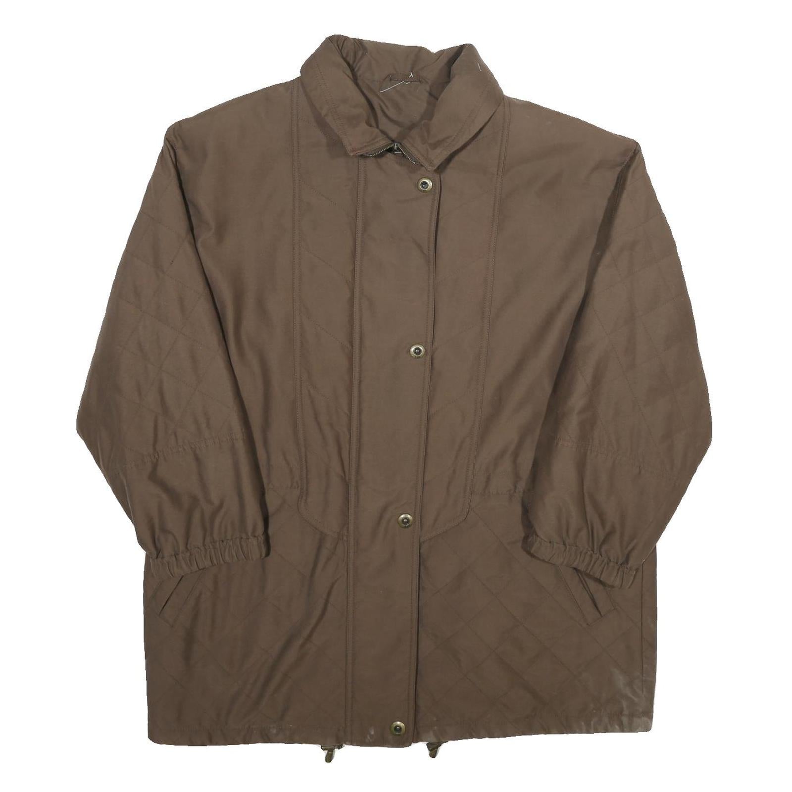 Womens Brown Quilted Plain Polyester Blend Jacket UK 18 Zip Closure Relaxed Fit Refurbished - N/A refurbished available on Cerqular