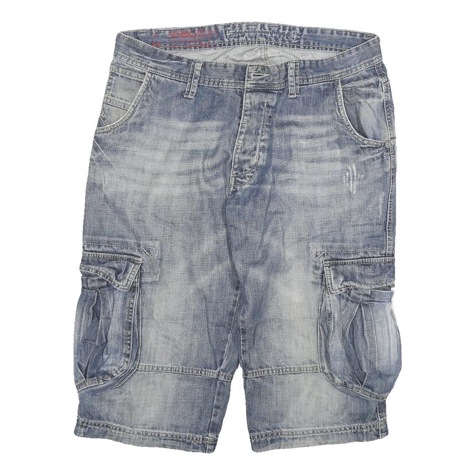SPRINGFIELD Mens Cargo Blue XL W32 Cotton Blend Casual Shorts Refurbished - N/A refurbished available on Cerqular