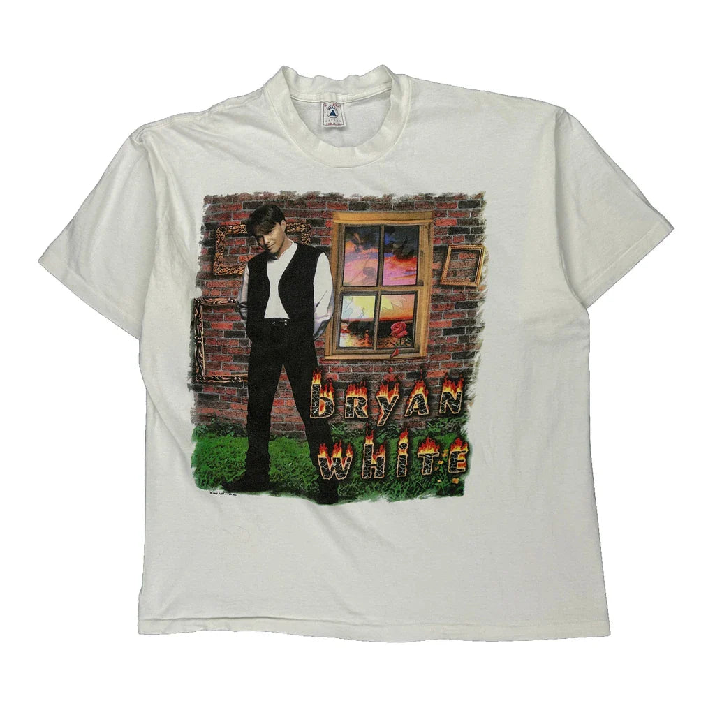 Bryan White Delta Band T-Shirt - XL White Cotton Refurbished - Thrifted (note: this is a term often used to describe second- refurbished available on Cerqular