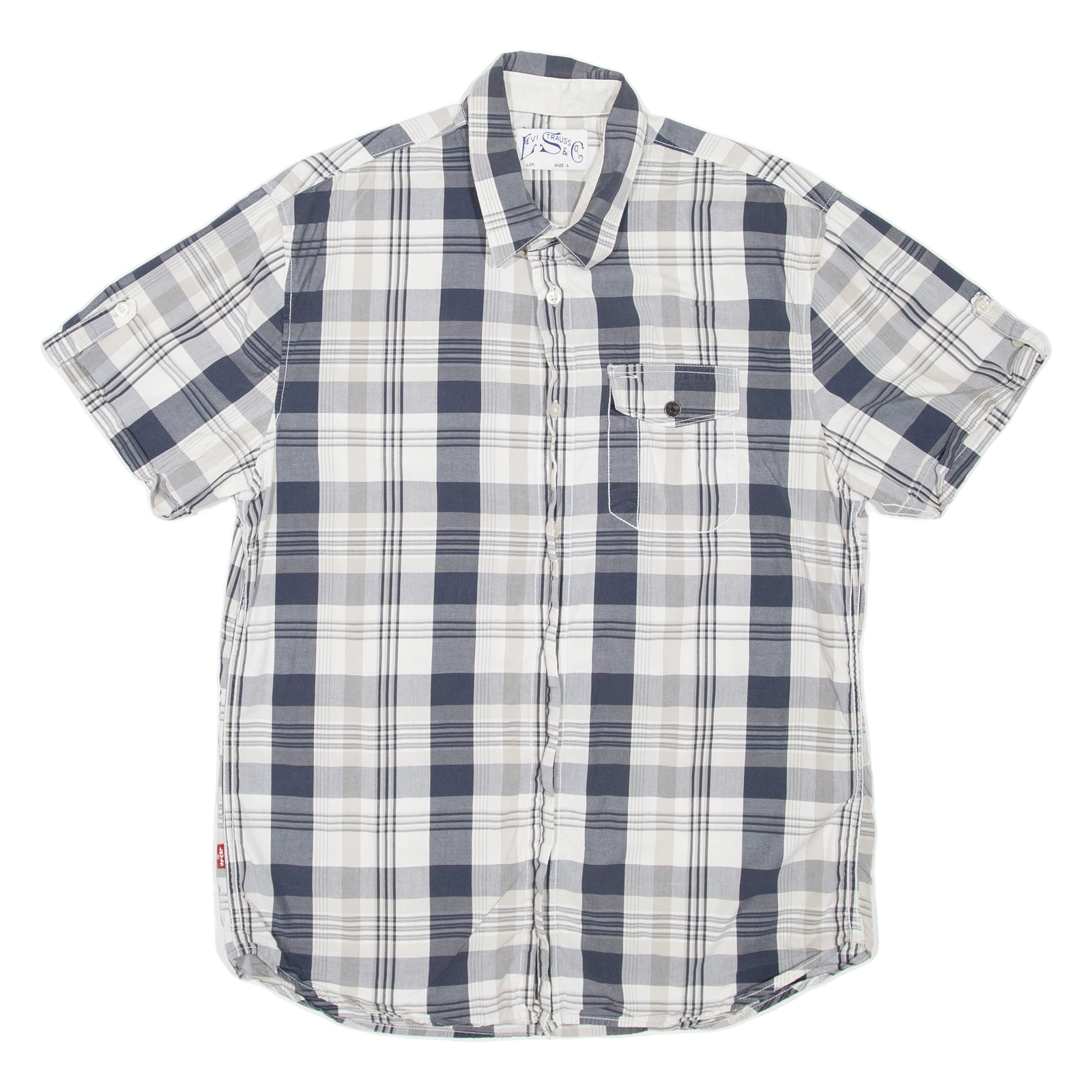 LEVI'S Mens Shirt White 90s Check L Refurbished - N/A refurbished available on Cerqular