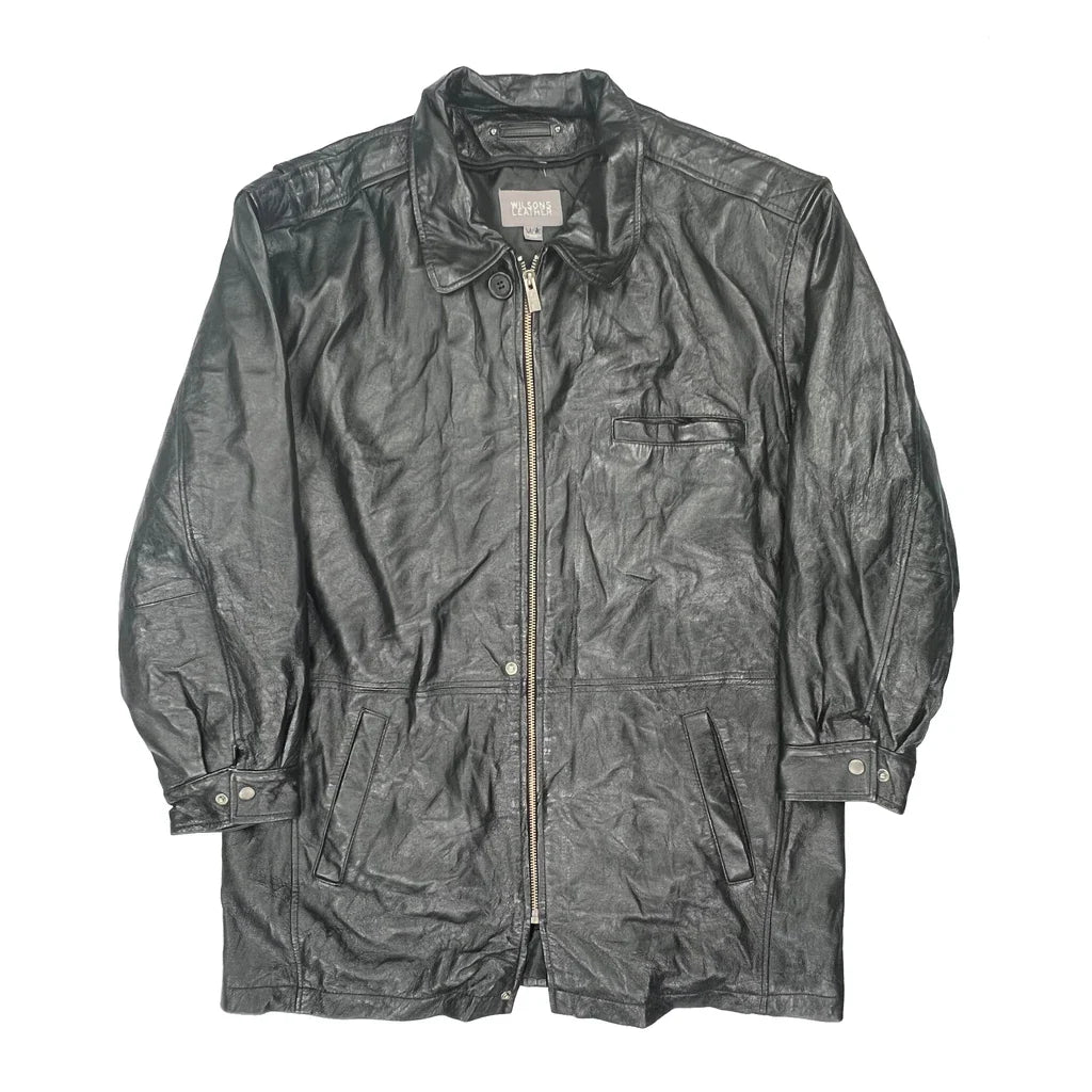 Unbranded Leather Jacket - Large Black Leather Refurbished - Thrifted (note: this is a term often used to describe second- refurbished available on Cerqular