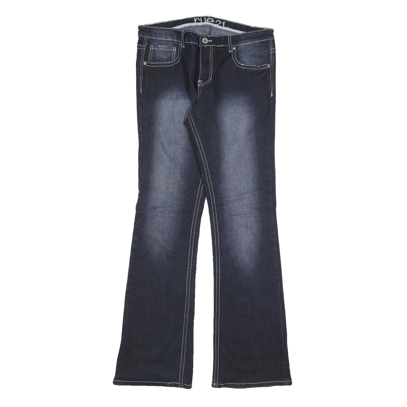 RUE21 Womens Slim Bootcut Denim Dark W32 L34 Stylish Embroidered Back Pockets Refurbished - N/A refurbished available on Cerqular