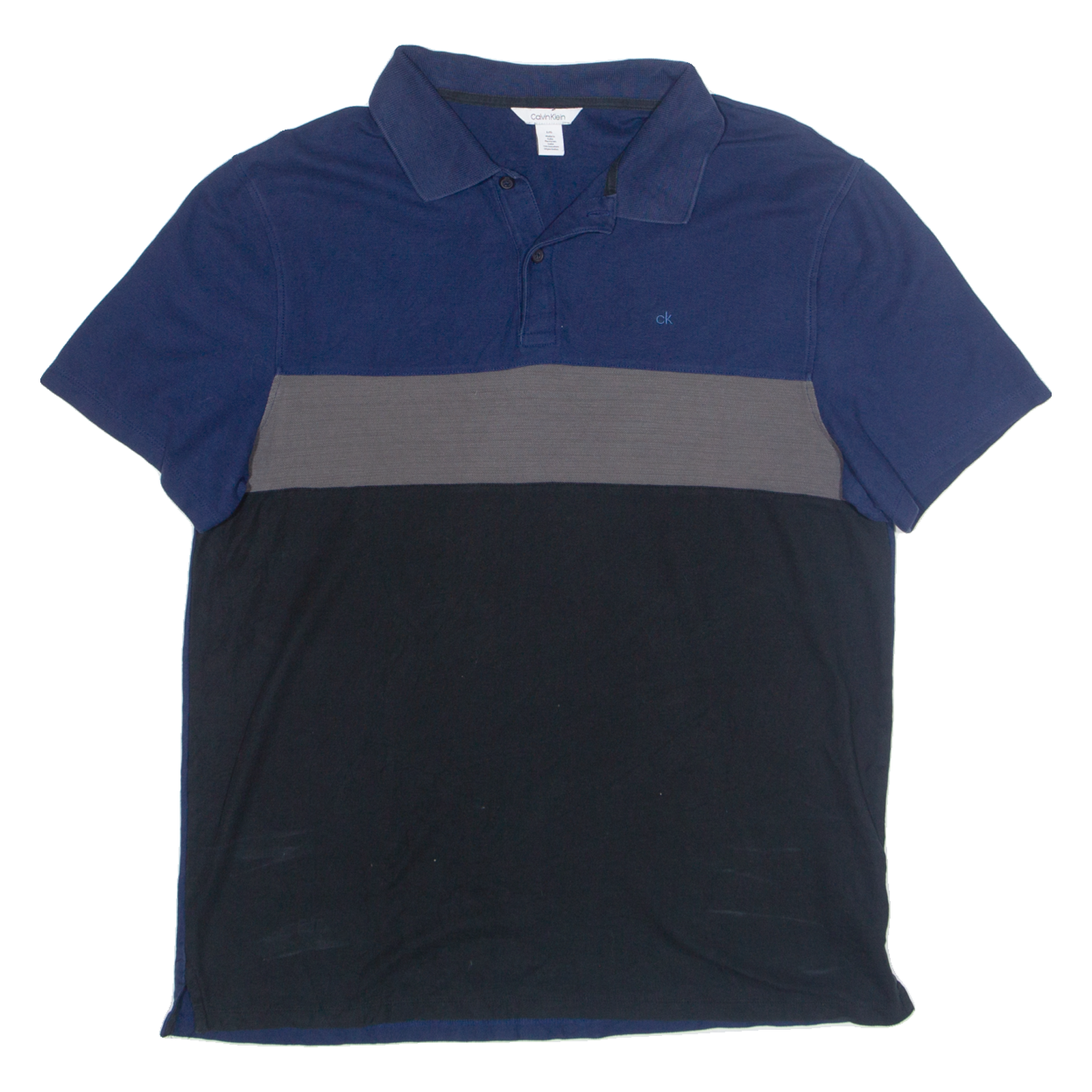 CALVIN KLEIN Mens Polo Shirt Blue Colourblock L Refurbished - N/A refurbished available on Cerqular