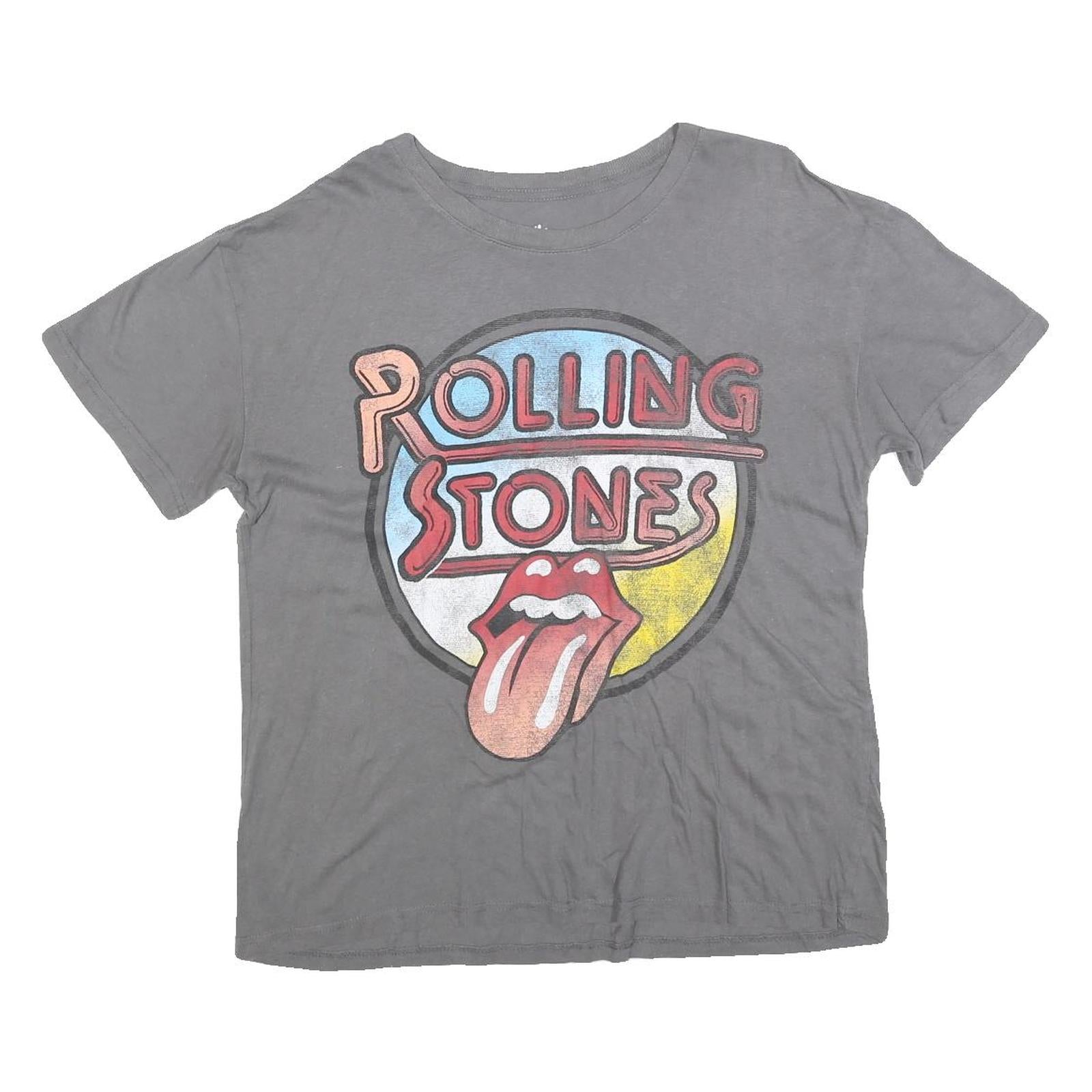 THE ROLLING STONES Womens Grey Graphic T-Shirt L Short Sleeve Crew Neck Band Refurbished - N/A refurbished available on Cerqular