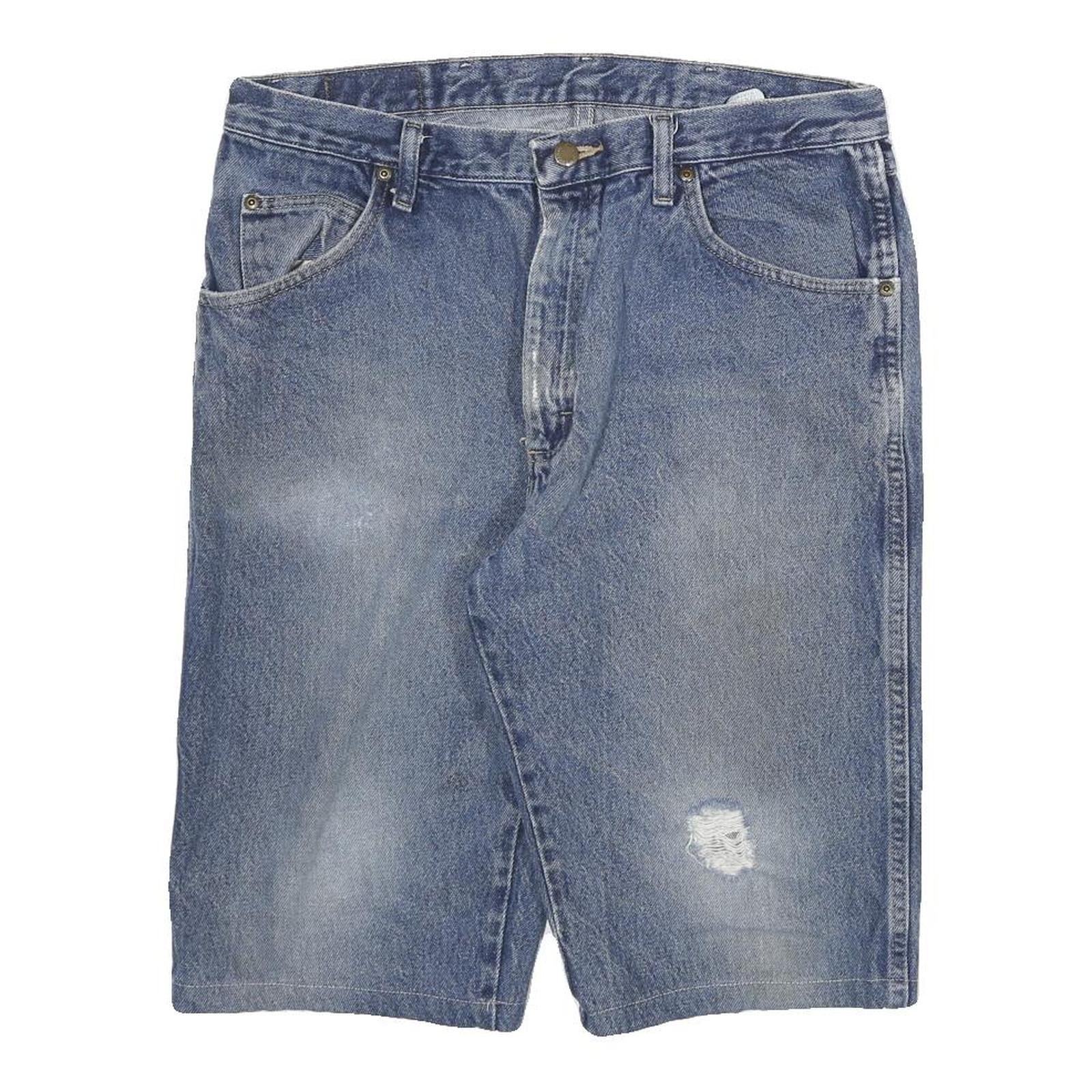 WRANGLER Mens Denim Shorts Blue XL W34 Classic Fit Cotton Blend Casual Refurbished - N/A refurbished available on Cerqular