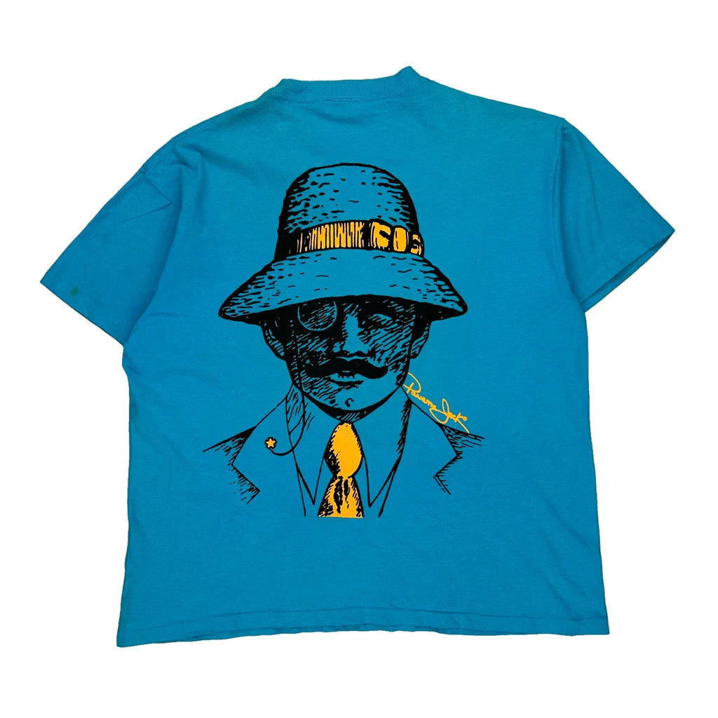 1997 Rat Ride Panama Jack Single Stitch T-Shirt - Large Blue Cotton Refurbished - Thrifted (note: this is a term often used to describe second- refurbished available on Cerqular
