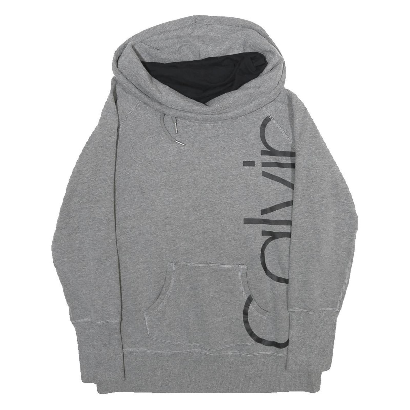 CALVIN KLEIN PERFORMANCE Womens Grey Cowl Neck Sweatshirt M Logo Print Casual Refurbished - N/A refurbished available on Cerqular