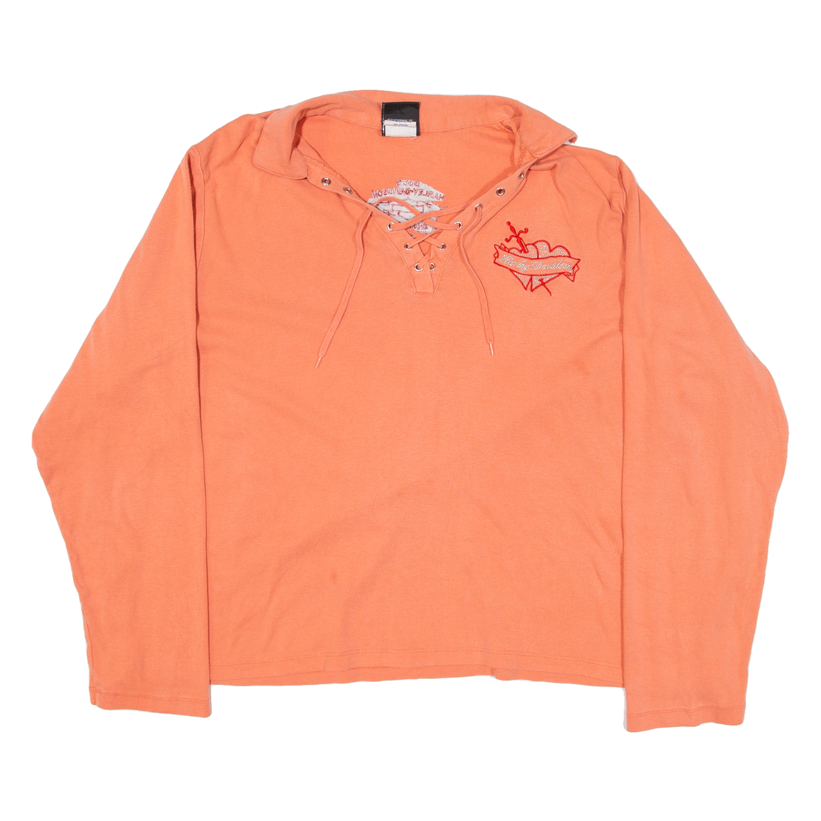 HARLEY DAVIDSON Womens T-Shirt Pink Long Sleeve Collared XL Refurbished - N/A refurbished available on Cerqular