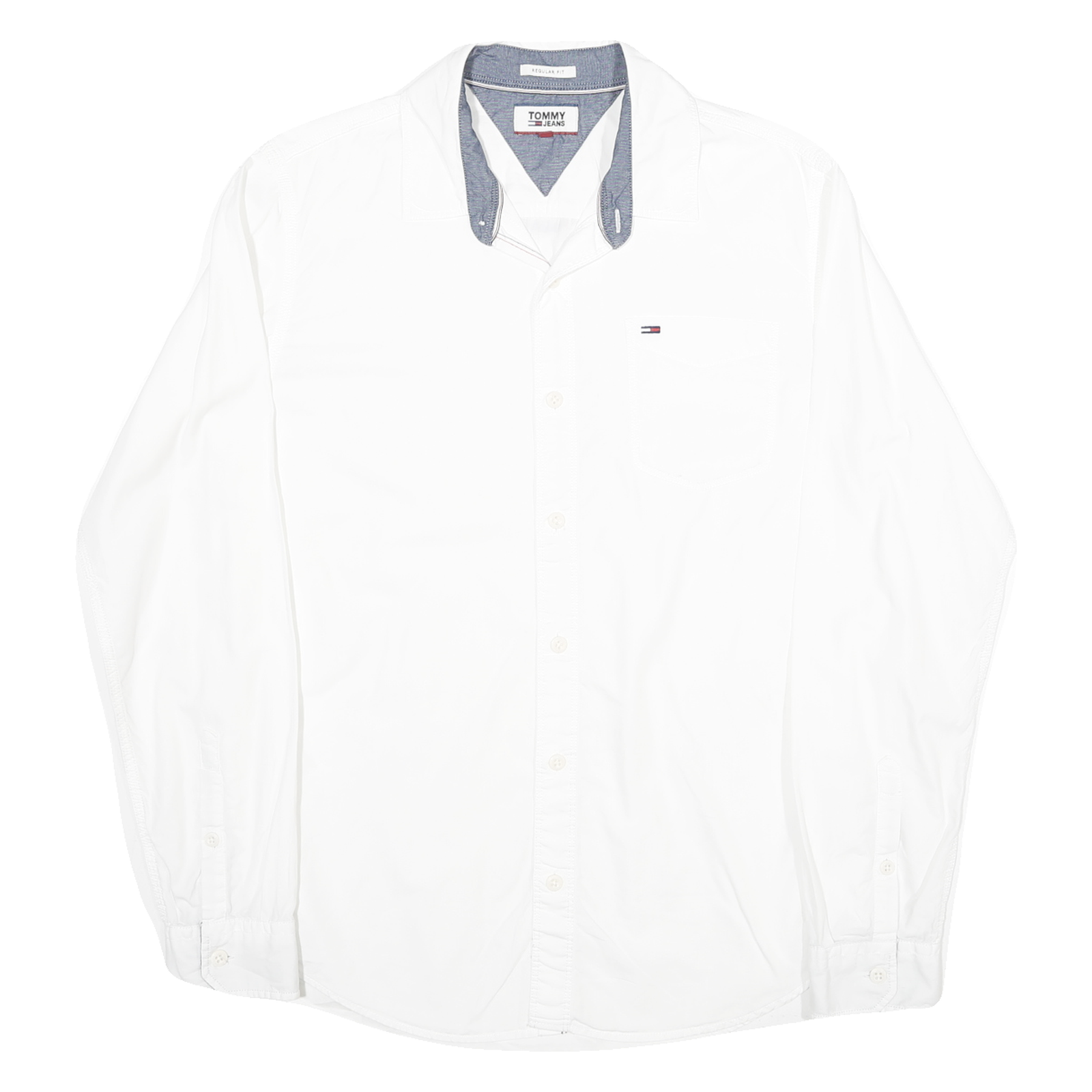 TOMMY HILFIGER Mens White Casual Shirt M Button Down Collar Long Sleeve Cotton Refurbished - N/A refurbished available on Cerqular
