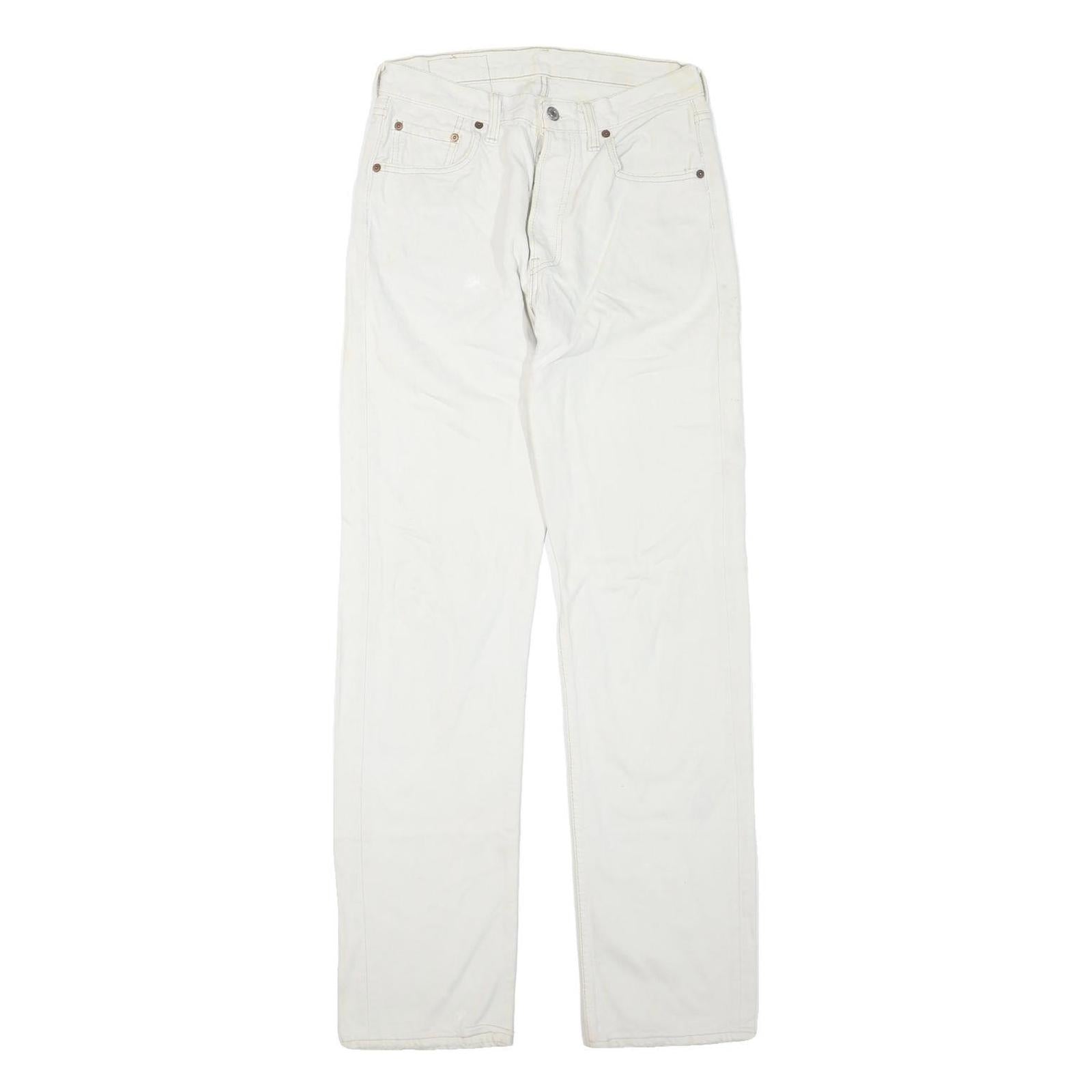 LEVI'S 501 Mens White Regular Straight Denim Raw W28 L33 Classic Button Fly Refurbished - N/A refurbished available on Cerqular