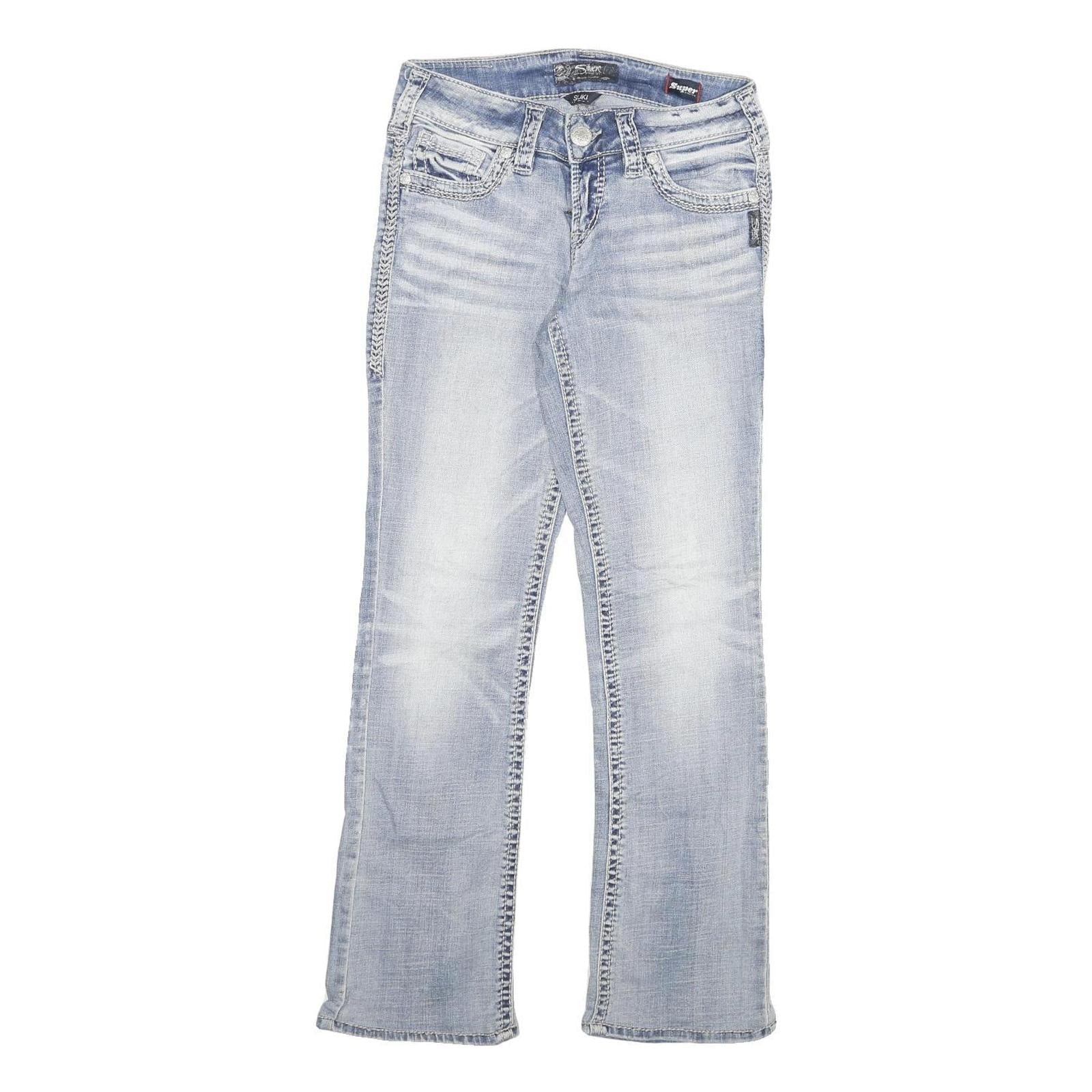 SILVER Womens Regular Fit Blue Denim Medium Wash W26 L29 Classic Jeans Zip Refurbished - N/A refurbished available on Cerqular