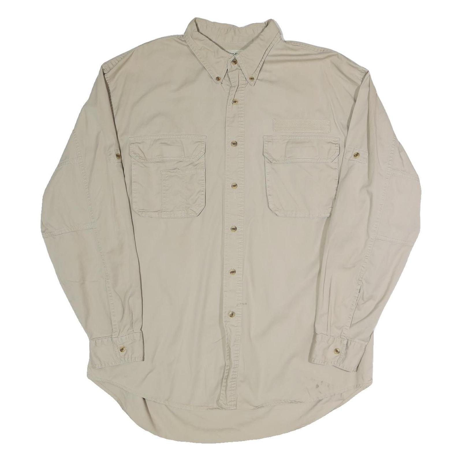 BUGLE BOY Mens Beige Casual Shirt XL Cotton Blend Button Front Pockets Refurbished - N/A refurbished available on Cerqular