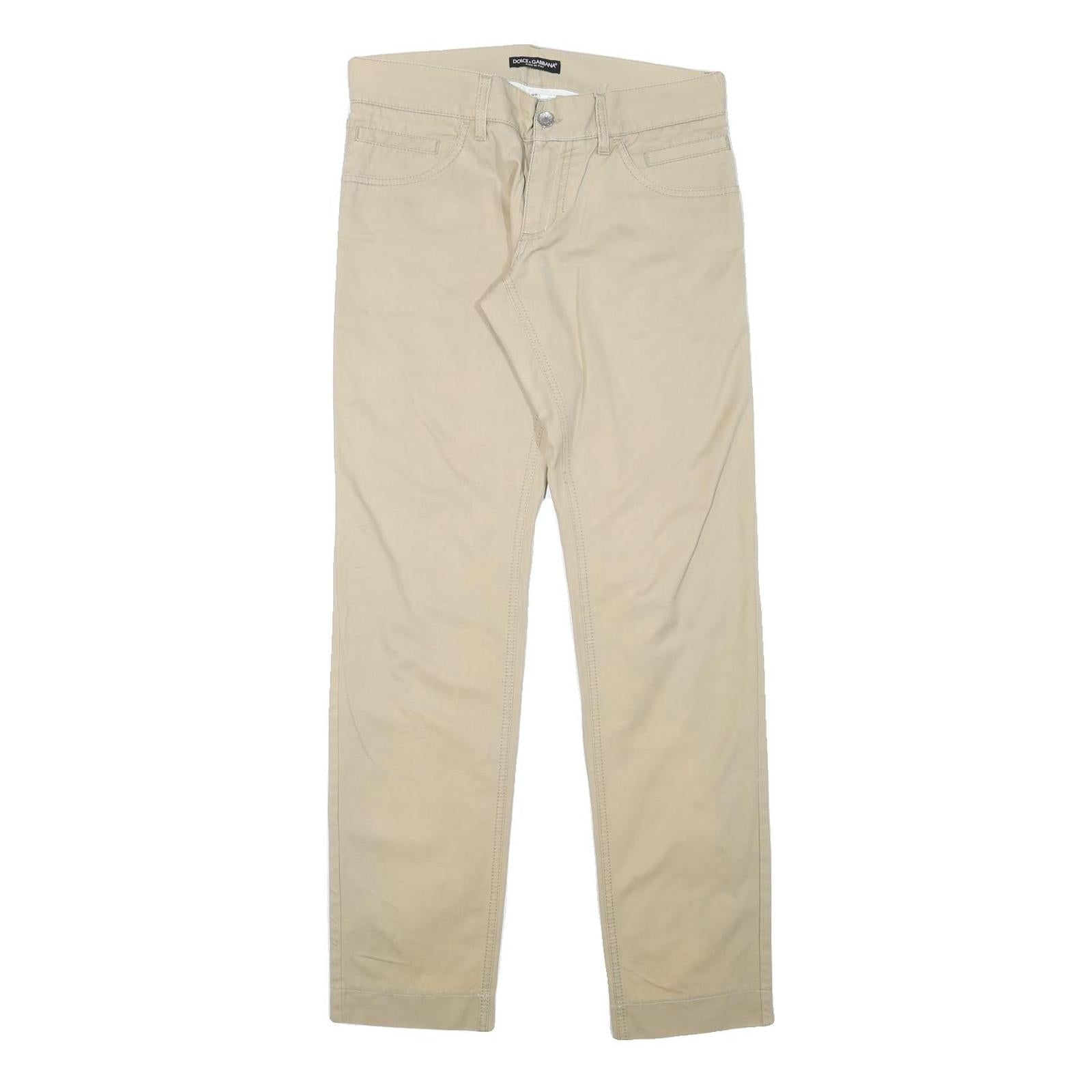 DOLCE & GABBANA Womens Woven Cotton Blend Beige Regular Fit Straight Leg Refurbished - N/A refurbished available on Cerqular