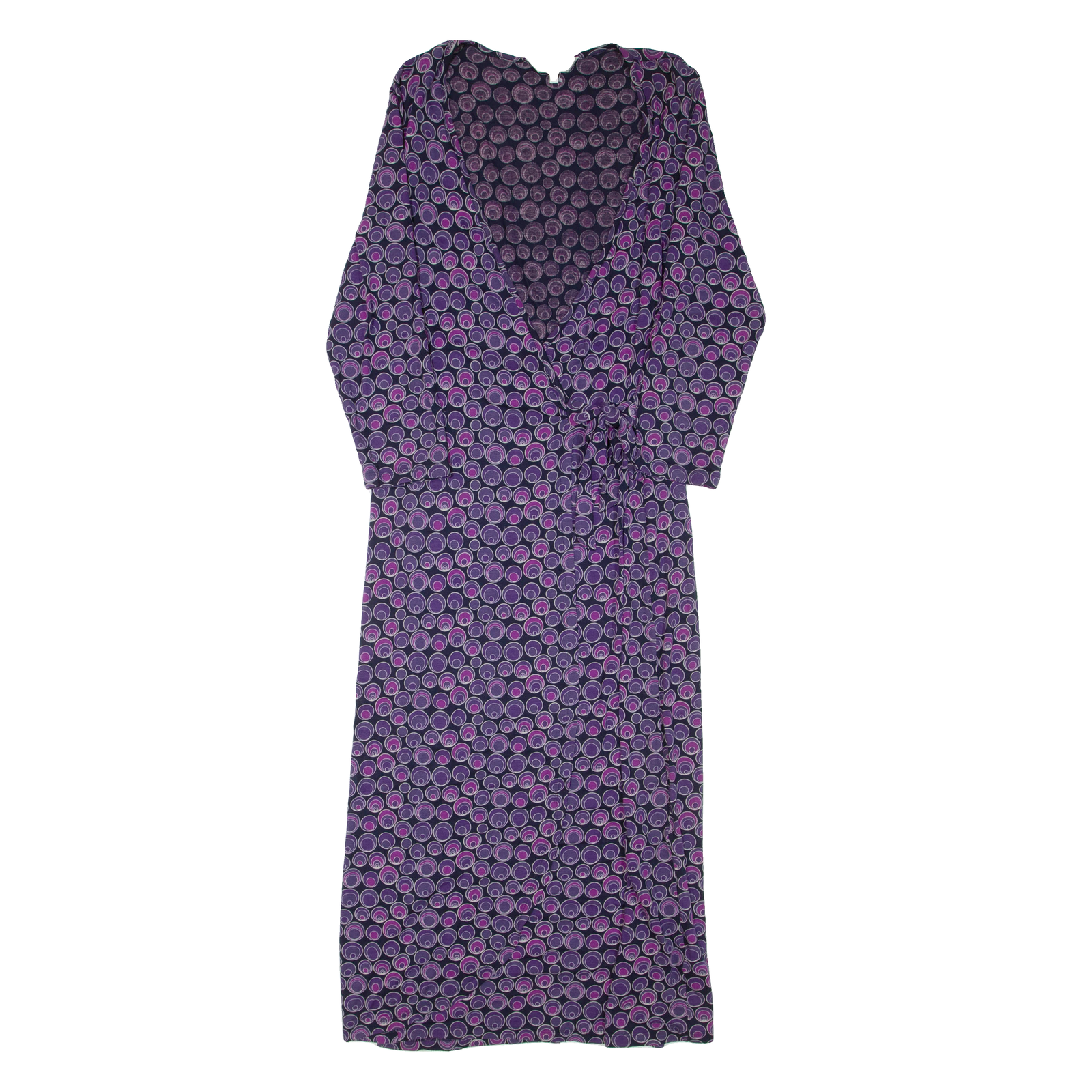 EAST Womens Wrap Dress Purple Viscose Spotted Long Sleeve Midi M Refurbished - N/A refurbished available on Cerqular