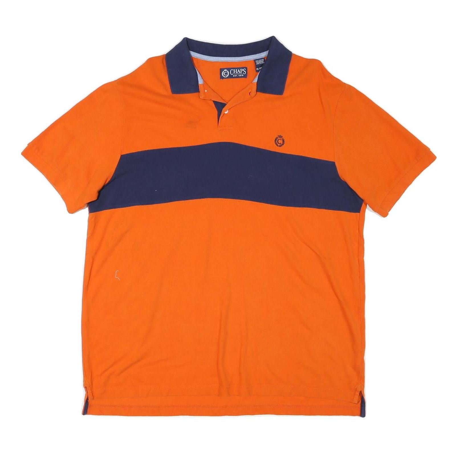 CHAPS Mens Orange & Navy Short Sleeve Colourblock Polo Shirt XL Casual Refurbished - N/A refurbished available on Cerqular