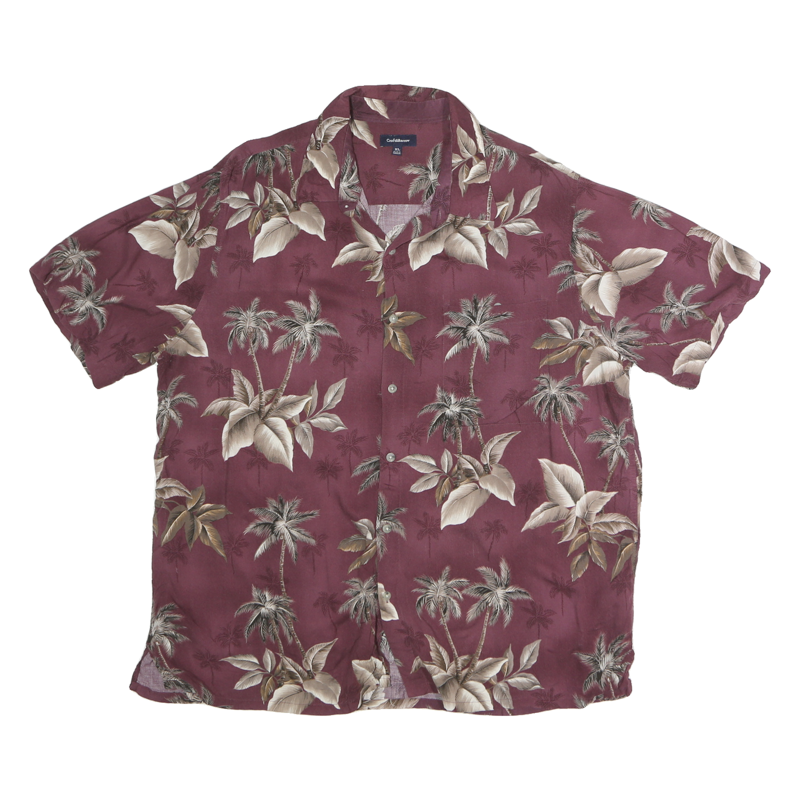 CROFT & BARROW Mens Burgundy & Beige Hawaiian Shirt XL Rayon Tropical Print Refurbished - N/A refurbished available on Cerqular