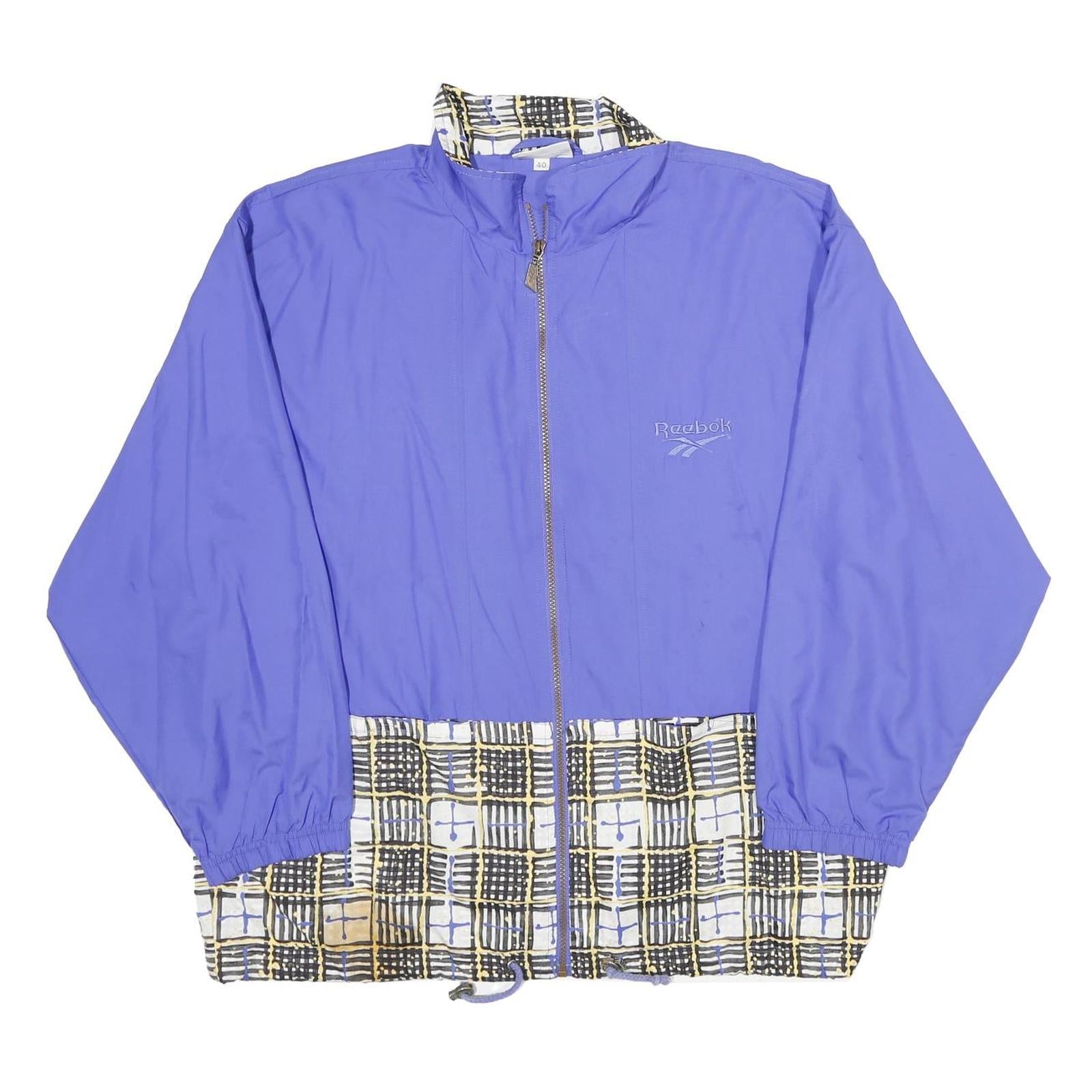 REEBOK Mens Blue Printed Trim Jacket M Polyester Zip Athletic Sportswear Refurbished - N/A refurbished available on Cerqular