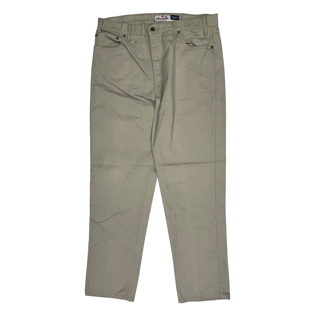 Levis Jeans - 38W 32L Beige Cotton Refurbished - Thrifted (note: this is a term often used to describe second- refurbished available on Cerqular