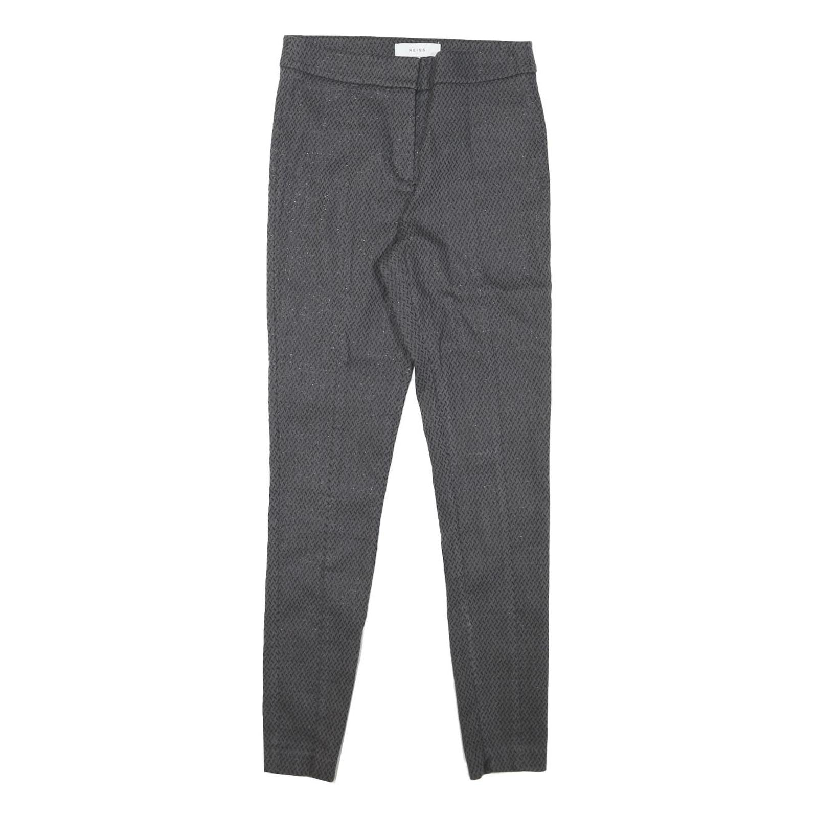 REISS Womens Cotton Blend Black Slim Tapered Trousers W25 L27 Elegant Fabric Refurbished - N/A refurbished available on Cerqular