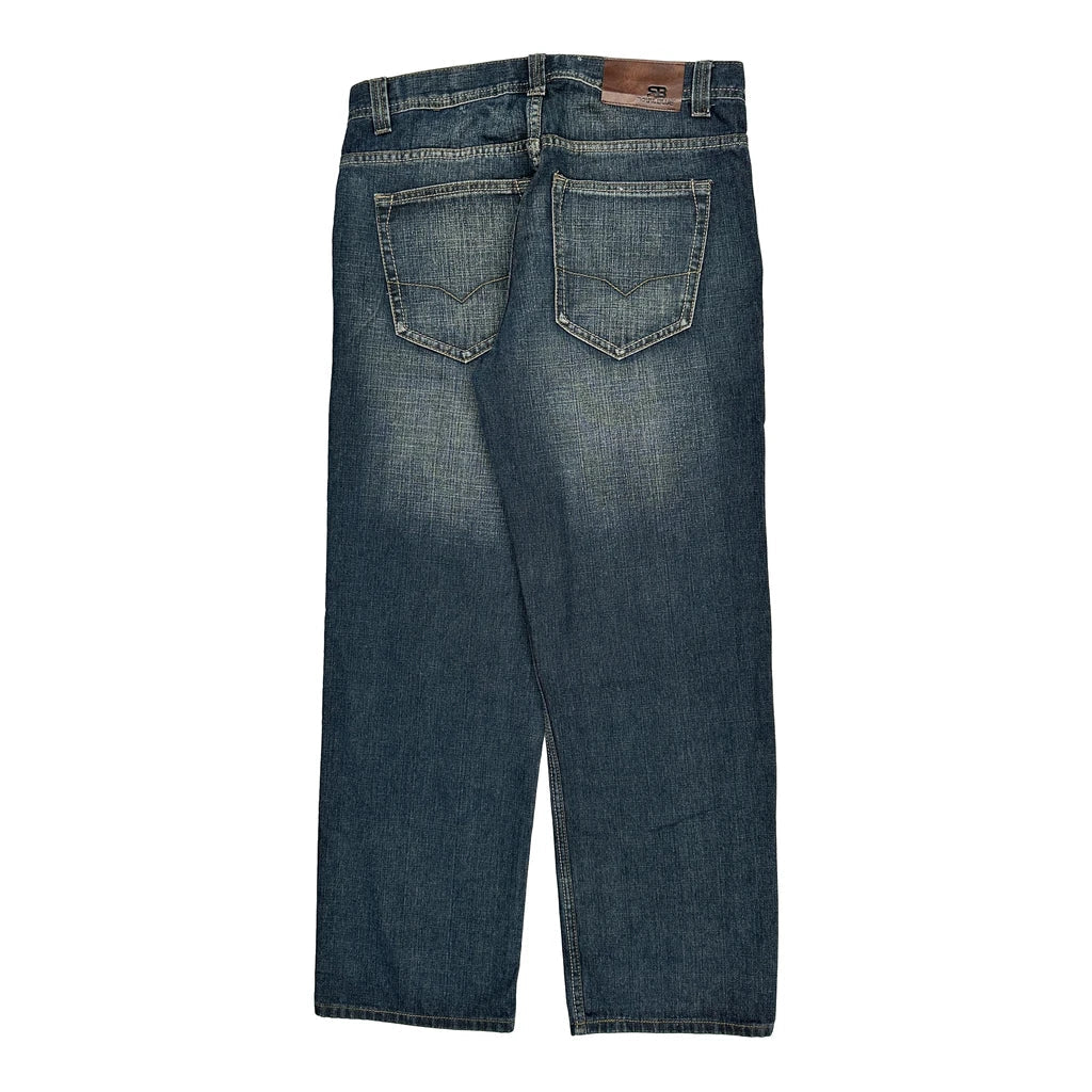 Royal Blue Jeans - 34W 32L Dark Wash Cotton Blend Refurbished - Thrifted (note: this is a term often used to describe second- refurbished available on Cerqular