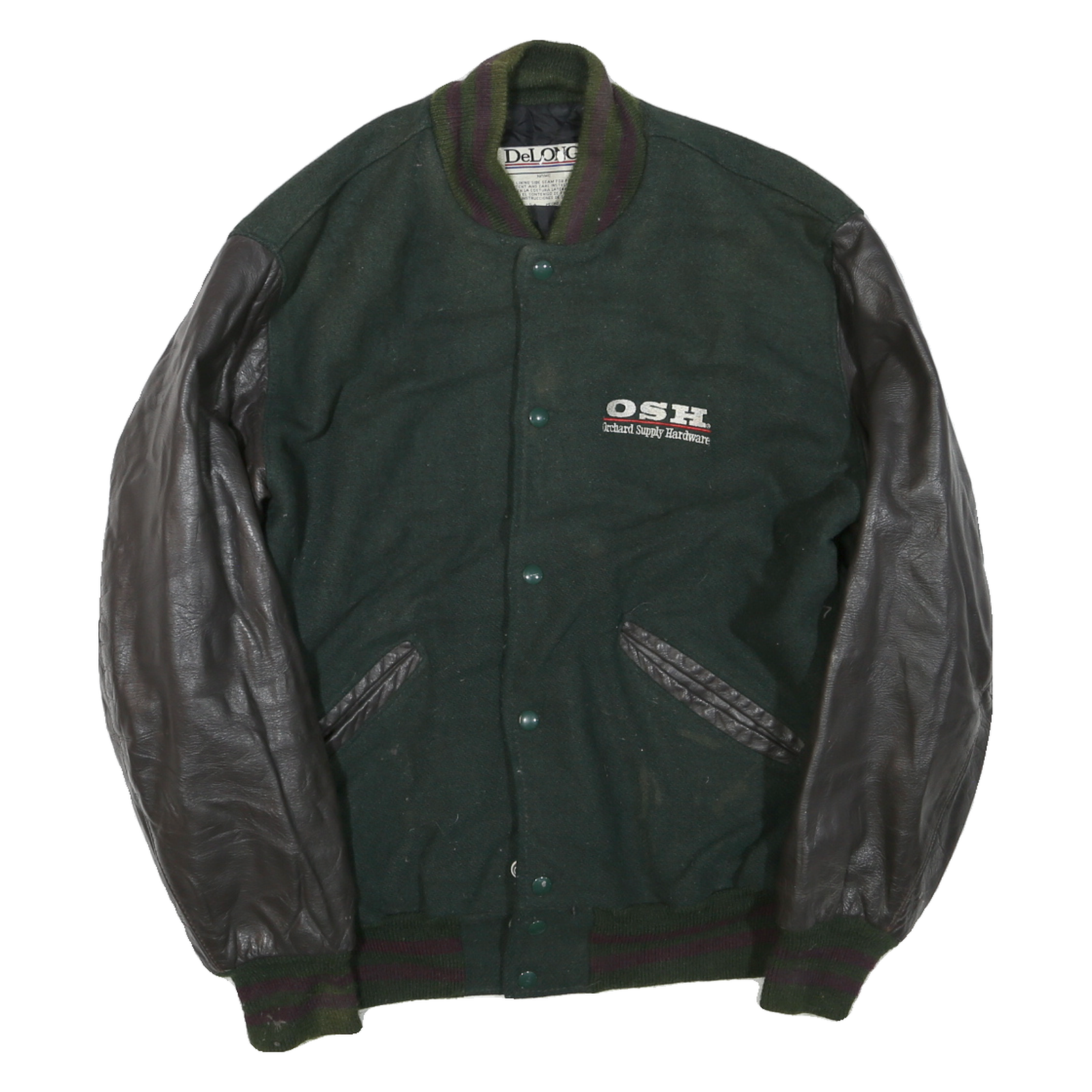 Buy DELONG Mens Green & Brown OSH Hardware Wool Blend Varsity Button Jacket M Refurbished - $46.79 DELONG Mens Green & Brown OSH Hardware Wool Blend Varsity Button Jacket M Refurbished - N/A refurbished available on Cerqular