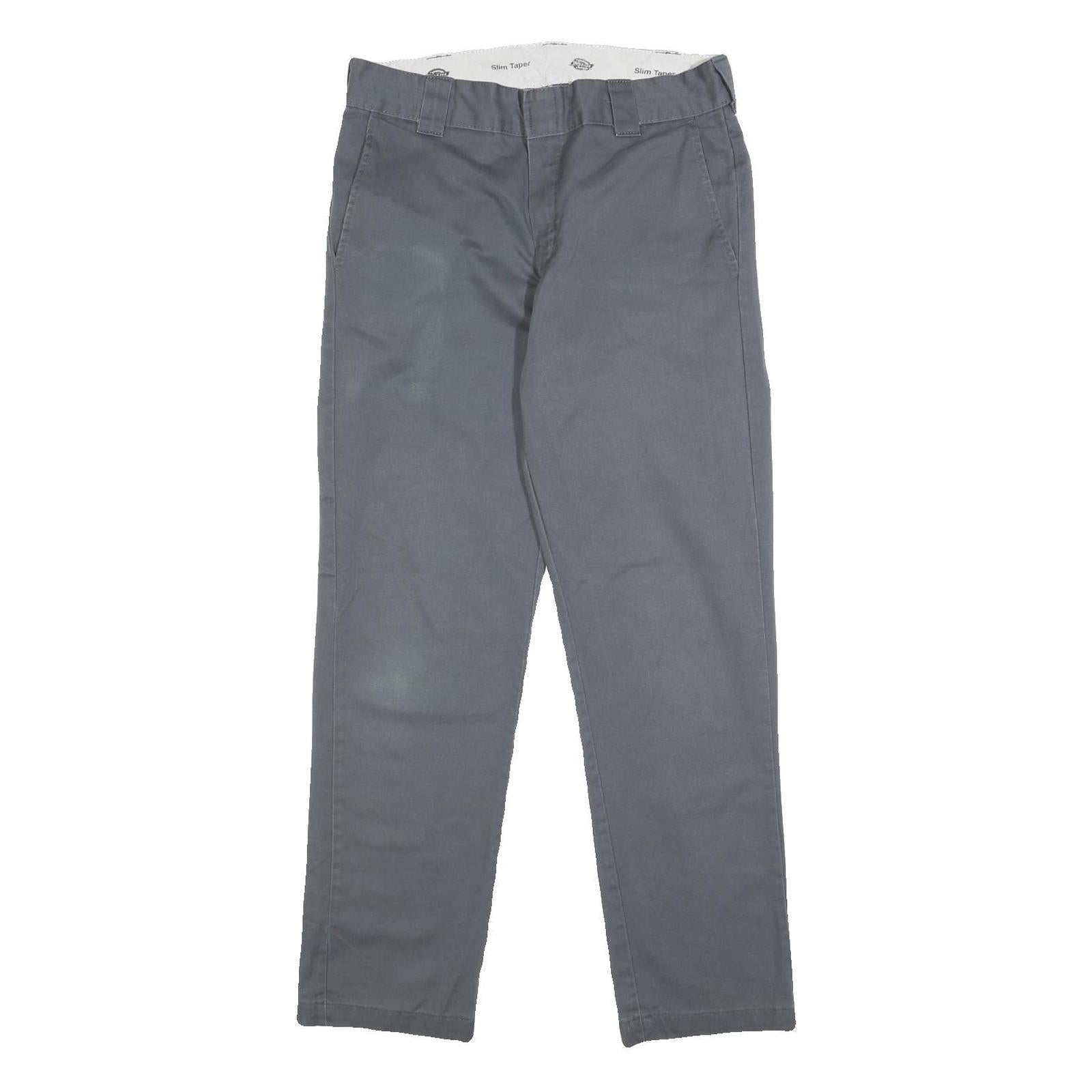 DICKIES Mens Cotton Blend Slim Grey Trousers W30 L29 Workwear Casual Zip Refurbished - N/A refurbished available on Cerqular