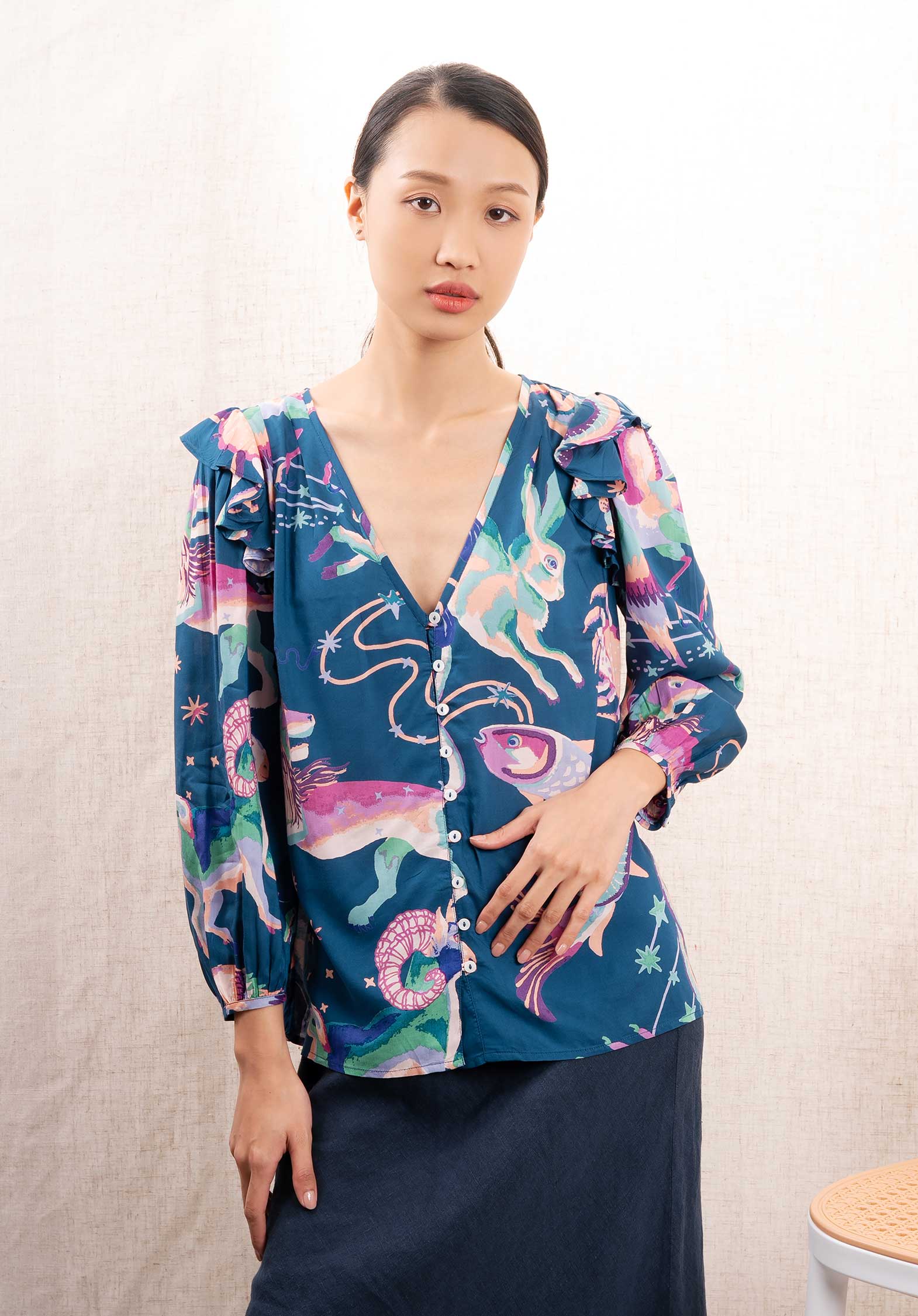 Blouse Elise Top Dark-Teal | Color: DARK TEAL | Size: S Refurbished - N/A (I could not find a well-known brand with this name refurbished available on Cerqular