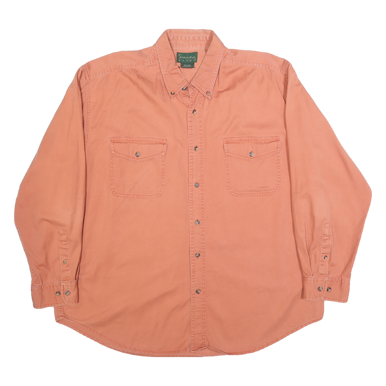 SCANDIA WOODS Mens Orange Plain Cotton Shirt XL Button Down Long Sleeve Casual Refurbished - N/A refurbished available on Cerqular