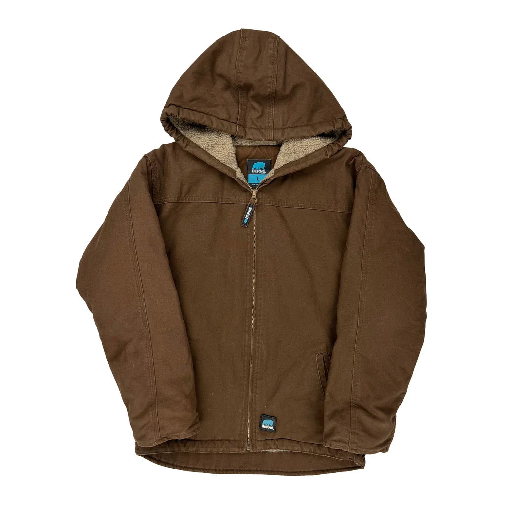 Age 12-14 Berne Jacket - Large Brown Cotton Refurbished - Thrifted (note: this is a term often used to describe second- refurbished available on Cerqular