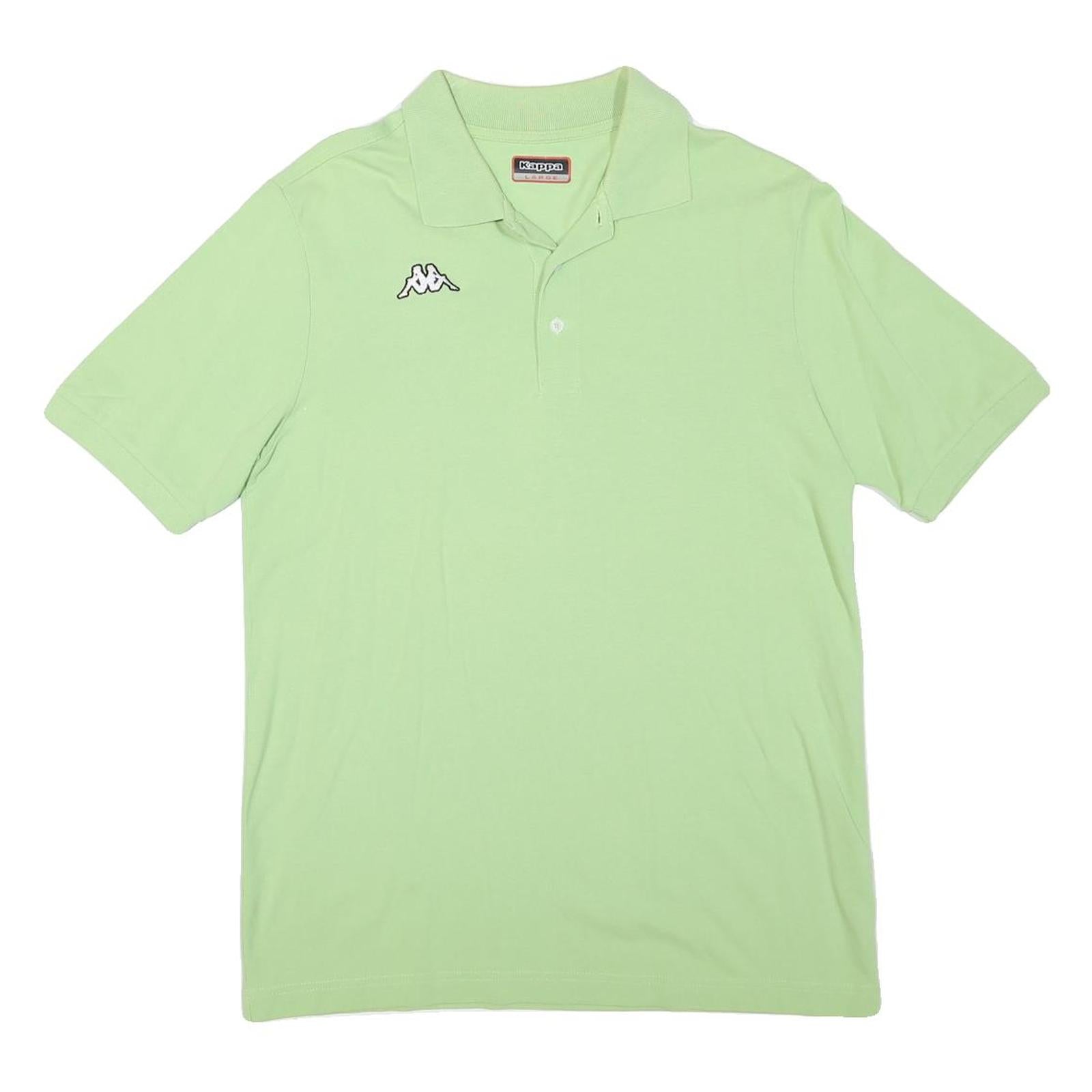 KAPPA Mens Light Green Short Sleeve Plain Polo Shirt L Logo Cotton Blend Refurbished - N/A refurbished available on Cerqular