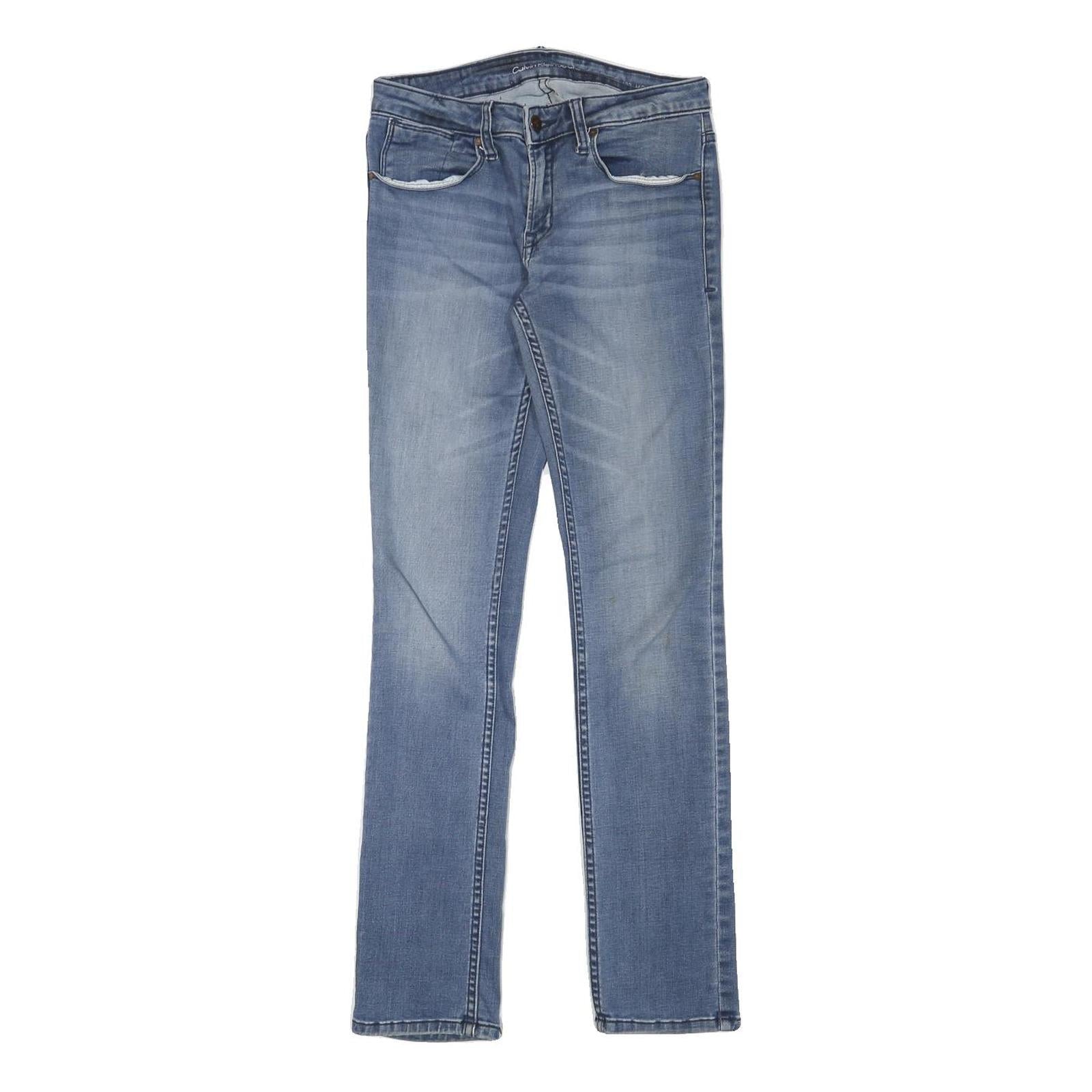 CALVIN KLEIN JEANS Womens Slim Blue Denim Slim Fit Zip W28 L31 Skinny Jeans Refurbished - N/A refurbished available on Cerqular