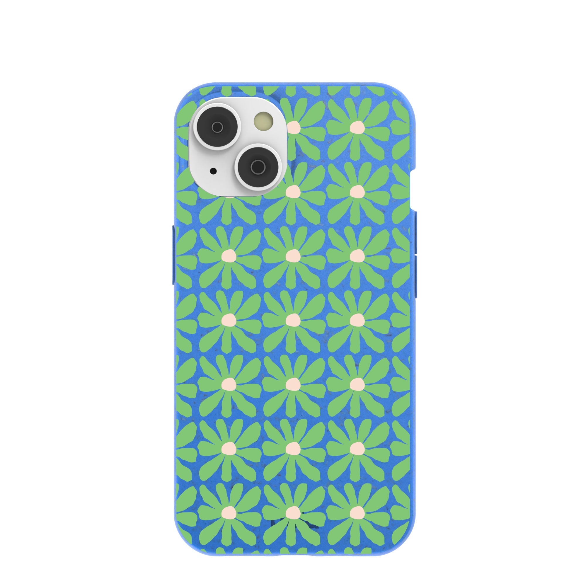 Electric Blue Flower Child iPhone 14/16e Case Refurbished - Pela Case refurbished available on Cerqular