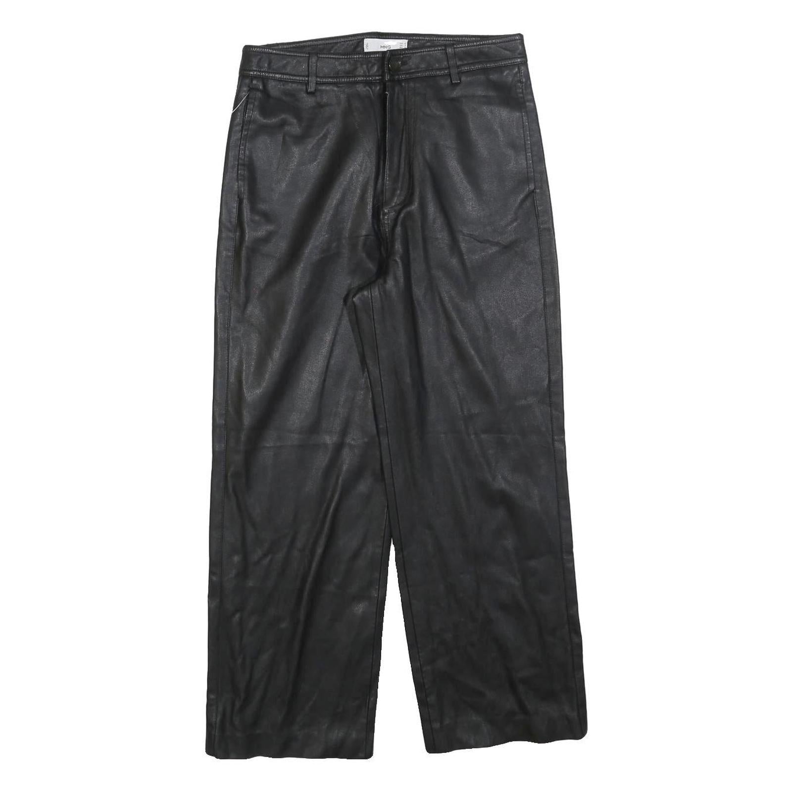 MANGO Womens Polyester Black Regular Wide-Leg Trousers W28 L26 Smart Casual Zip Refurbished - N/A refurbished available on Cerqular