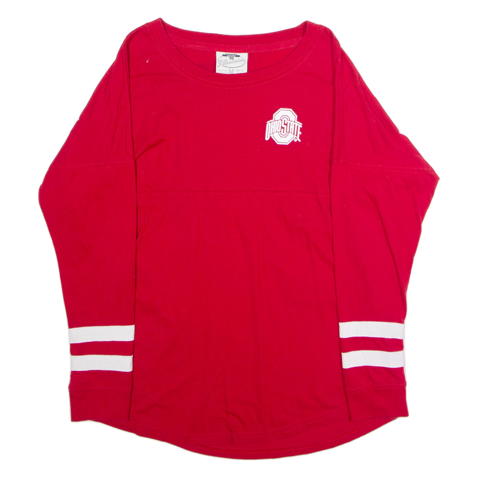J. AMERICA Ohio State Buckeyes Womens T-Shirt Red Long Sleeve USA Crew Neck M Refurbished - N/A refurbished available on Cerqular