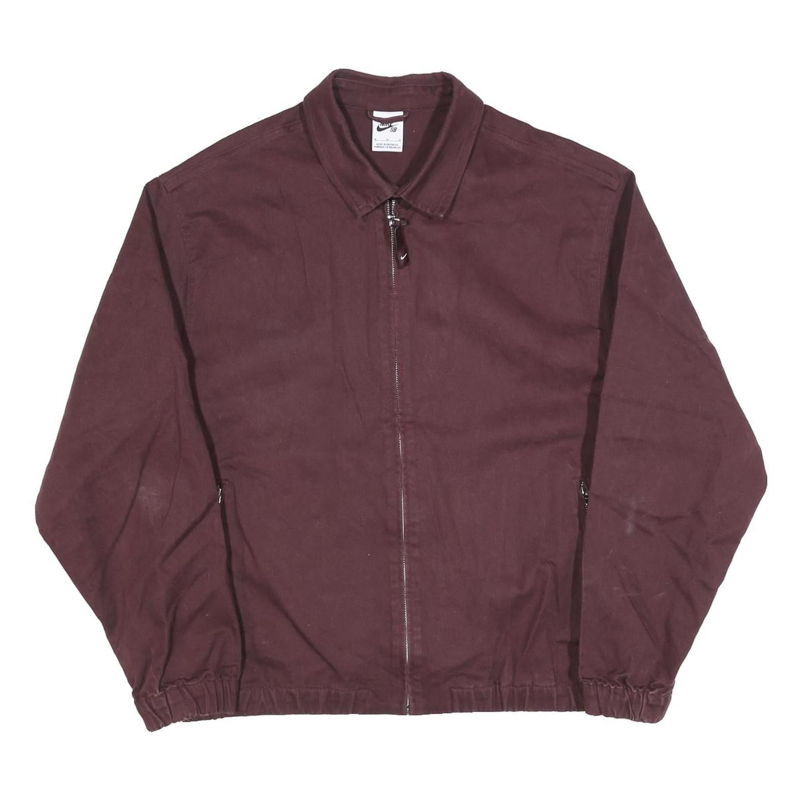 NIKE Mens Maroon Jacket M Cotton Blend Classic Zip Casual Outerwear Refurbished - N/A refurbished available on Cerqular