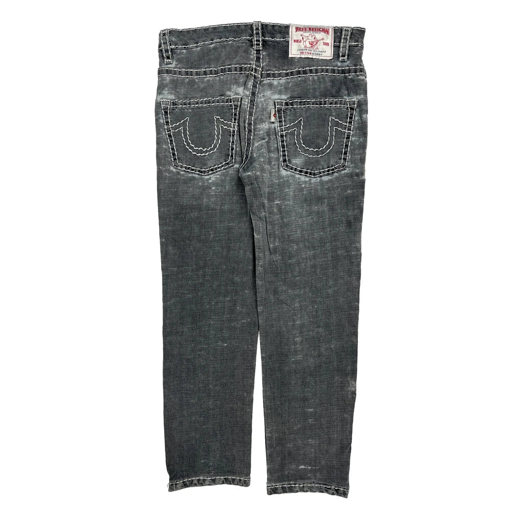 True Religion Contrast Stitch Jeans - 35W 30L Grey Cotton Refurbished - Thrifted (note: this is a term often used to describe second- refurbished available on Cerqular