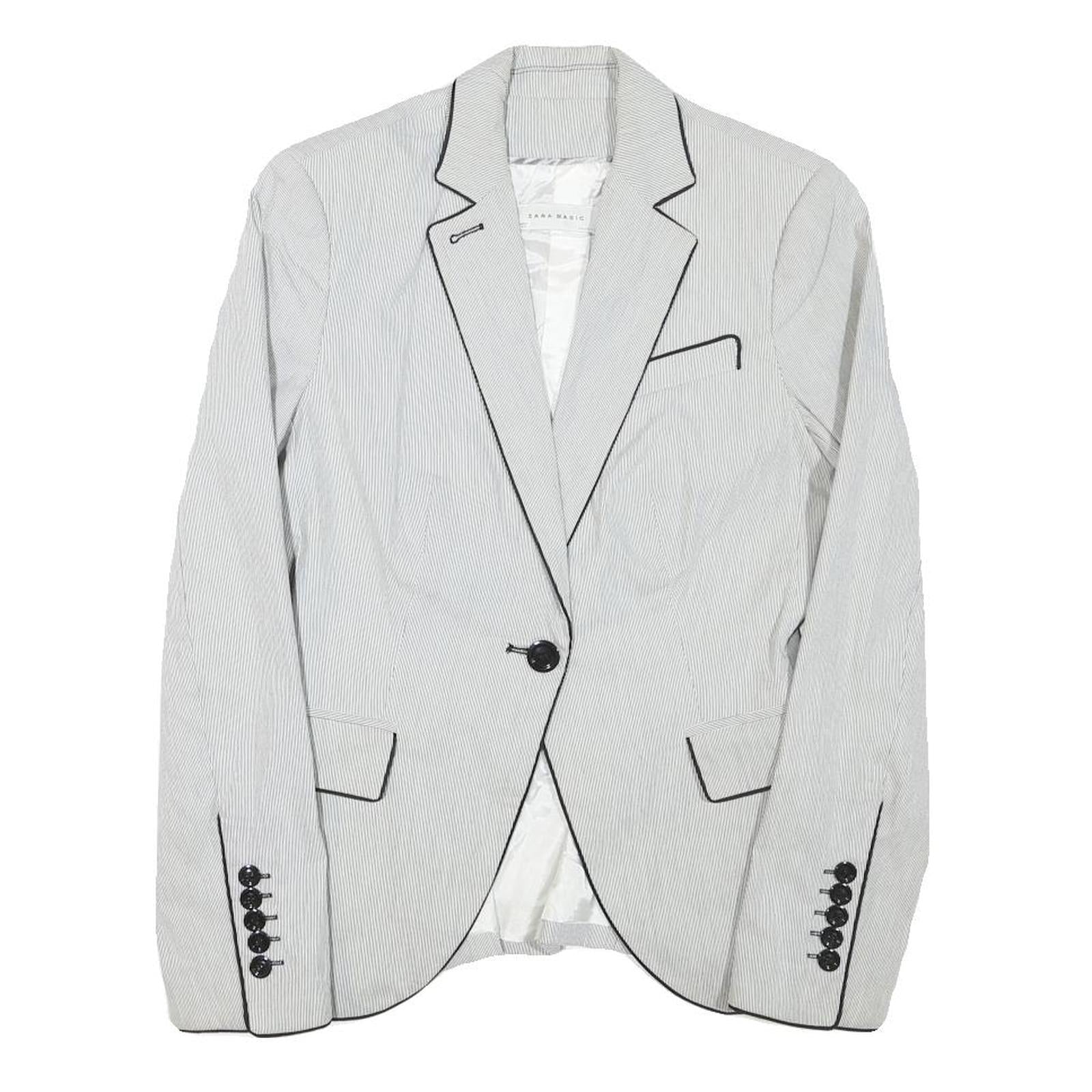 Buy ZARA BASIC Womens White & Black Striped Blazer Jacket XS Cotton Blend Classic Refurbished - $48.09 ZARA BASIC Womens White & Black Striped Blazer Jacket XS Cotton Blend Classic Refurbished - N/A refurbished available on Cerqular