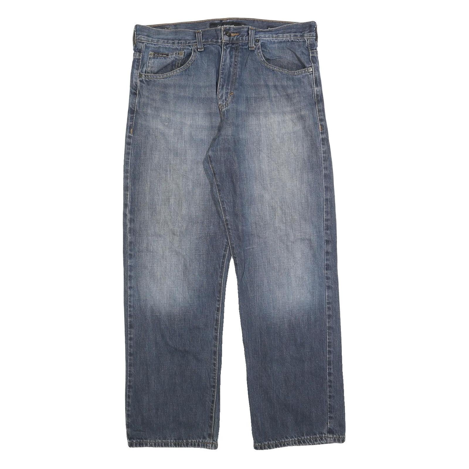 CALVIN KLEIN JEANS Mens Relaxed Blue Denim Medium W34 L30 Cotton Blend Zip Refurbished - N/A refurbished available on Cerqular