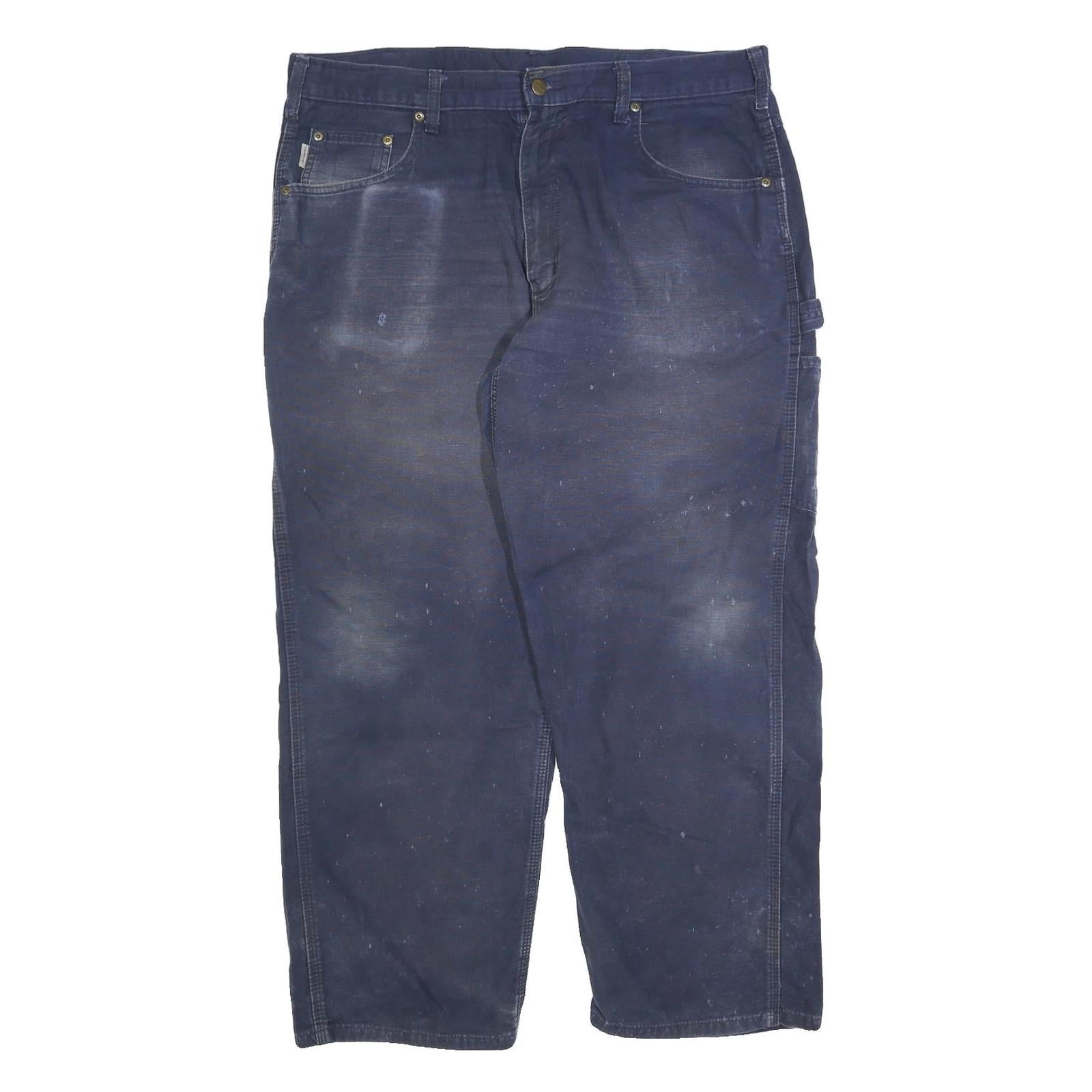 CARHARTT Mens Cotton Blend Blue Relaxed Straight Trousers W40 L30 Workwear Refurbished - N/A refurbished available on Cerqular