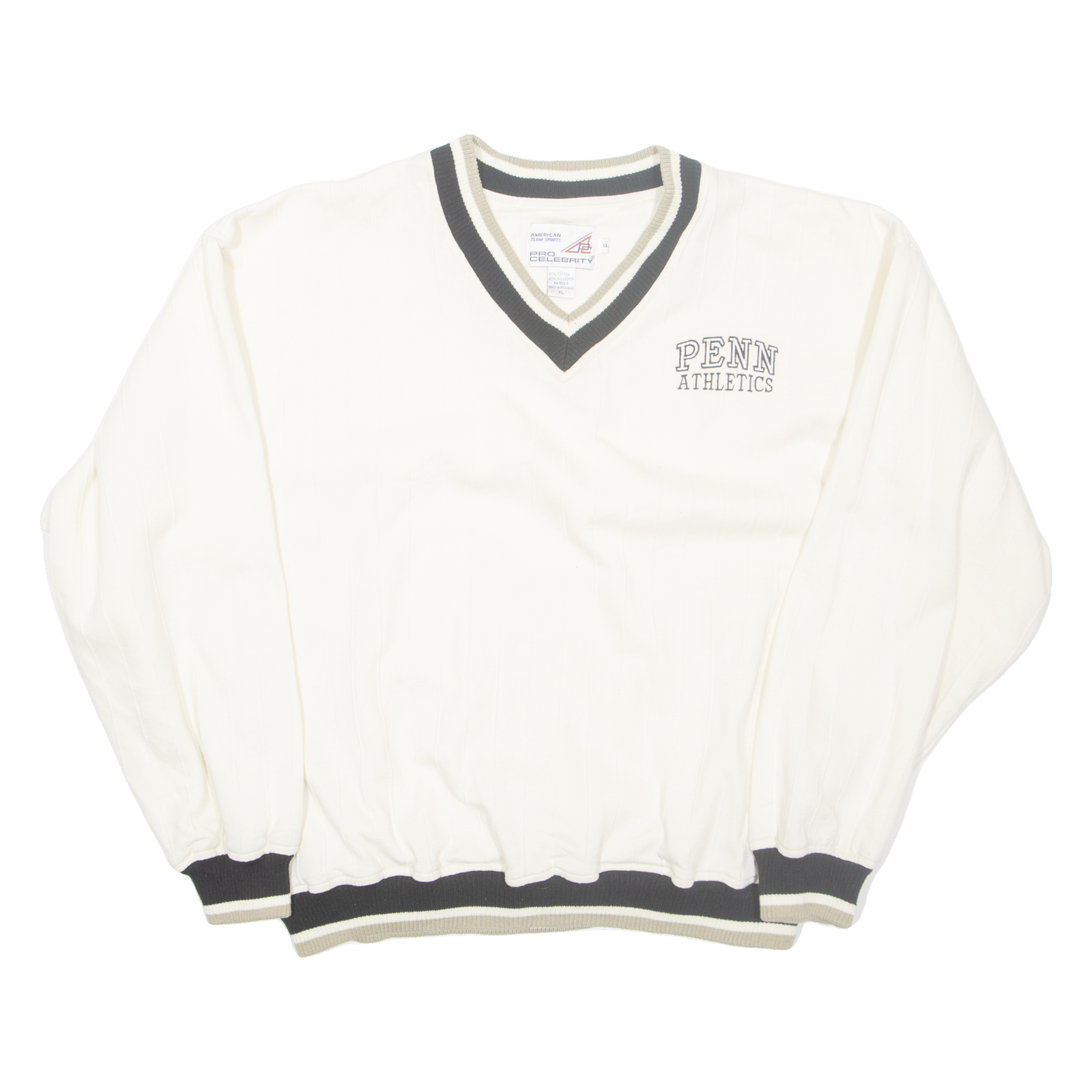 PRO CELEBRITY Penn Athletics Mens Sweatshirt Cream V-Neck USA XL Refurbished - N/A refurbished available on Cerqular