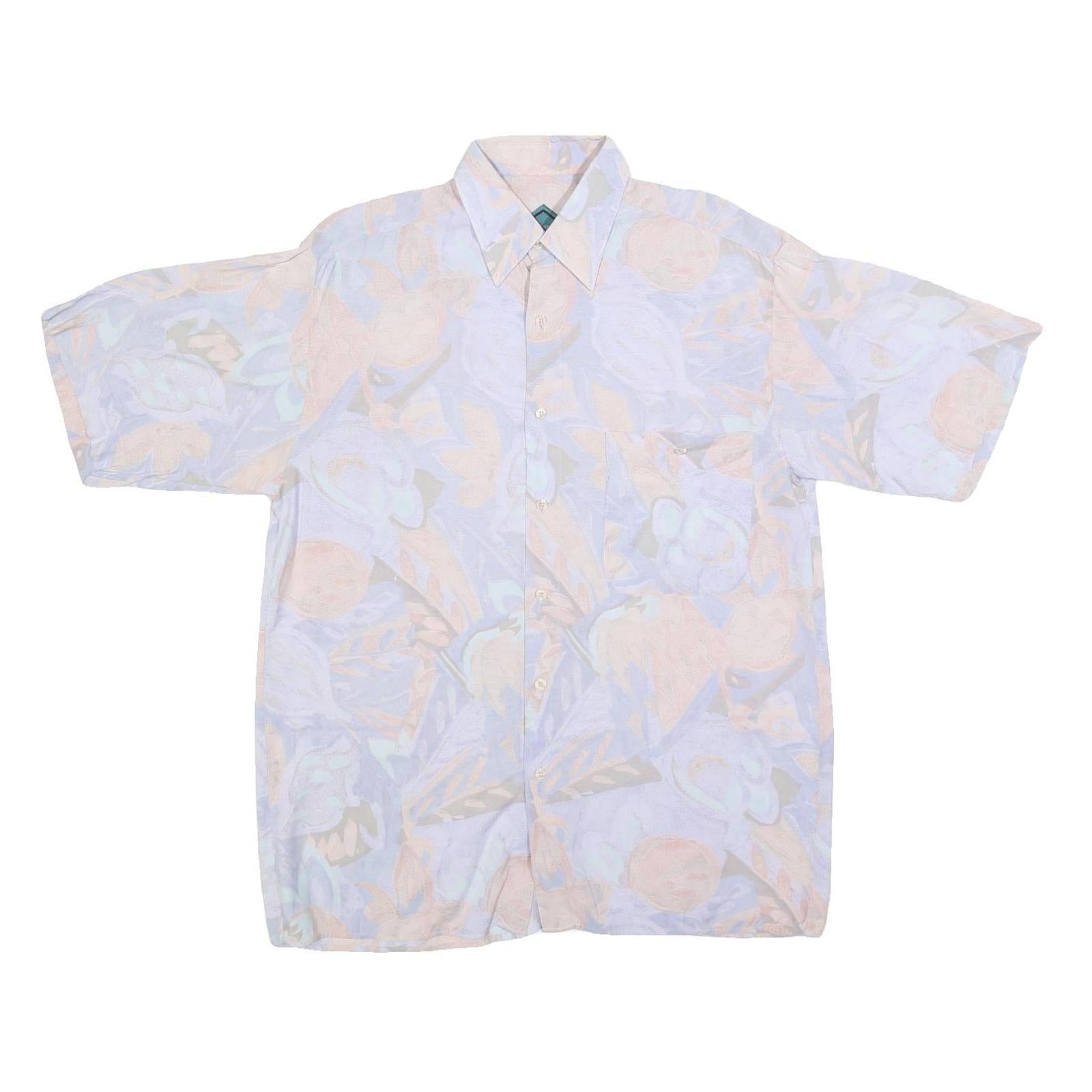 RUDNICK Mens White & Pastel Abstract Pattern Shirt M Cotton Blend Casual Summer Refurbished - N/A refurbished available on Cerqular