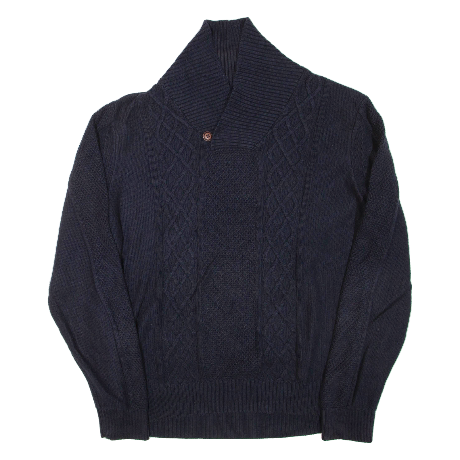 NAUTICA Mens Jumper Blue Button Neck Chunky Knit L Refurbished - N/A refurbished available on Cerqular