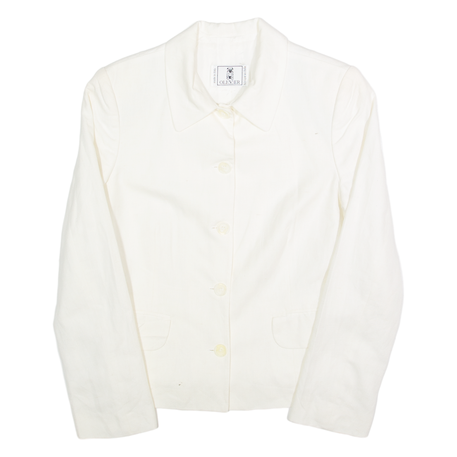 OLIVER Womens Blazer Jacket Cream Linen 90s S Refurbished - N/A refurbished available on Cerqular